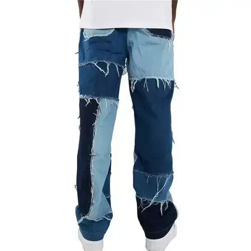 Jean VIBE Blue Patchwork Distressed Jeans Size US 28 / EU 44 - 4 Thumbnail