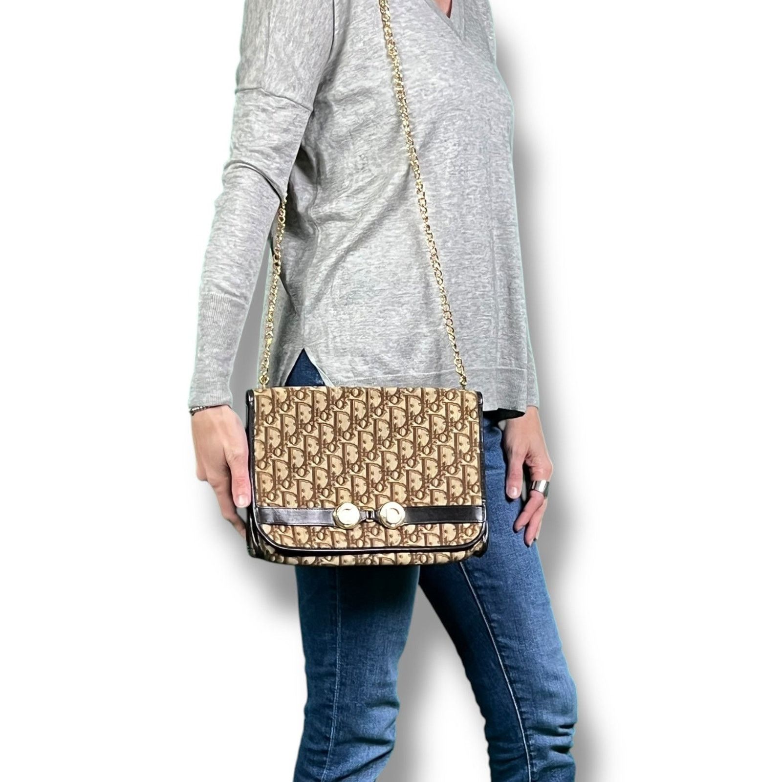 Christian Dior Monsieur Vintage Christian Dior Trotter Canvas Logo Gold Chain Purse Size ONE SIZE - 4 Thumbnail