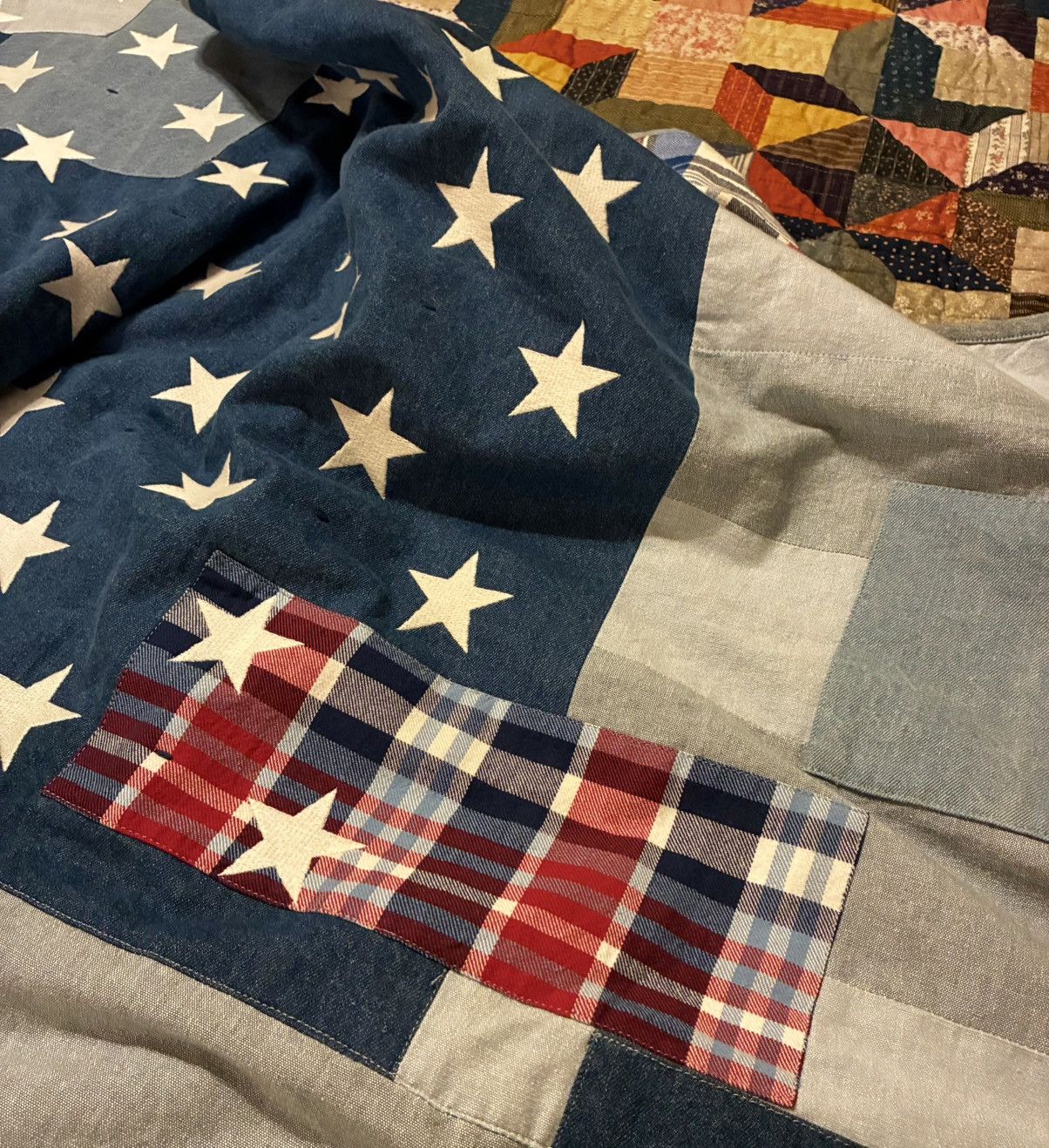 Polo Ralph Lauren POLO RALPH LAUREN PATCHWORK DENIM FLAG BLANKET Size ONE SIZE - 9 Thumbnail