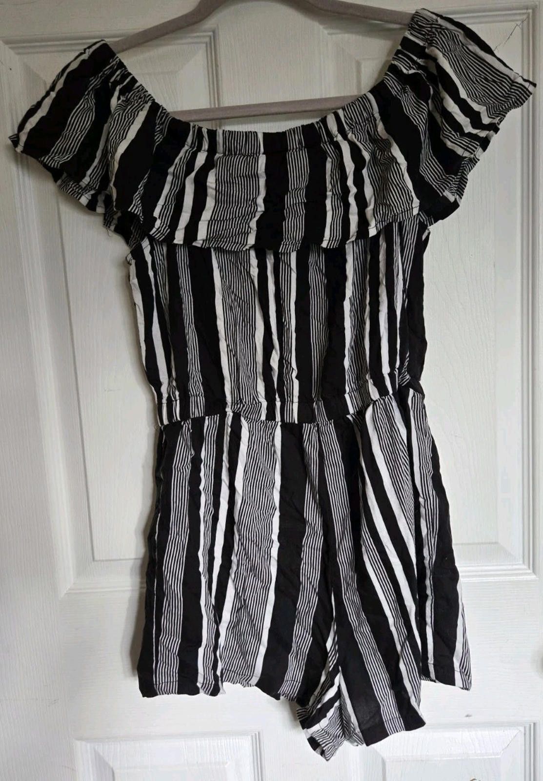 Other Derek Heart Romper Juniors Large L Black White Vertical Stri Size 36" / US 14 / IT 50 - 4 Thumbnail