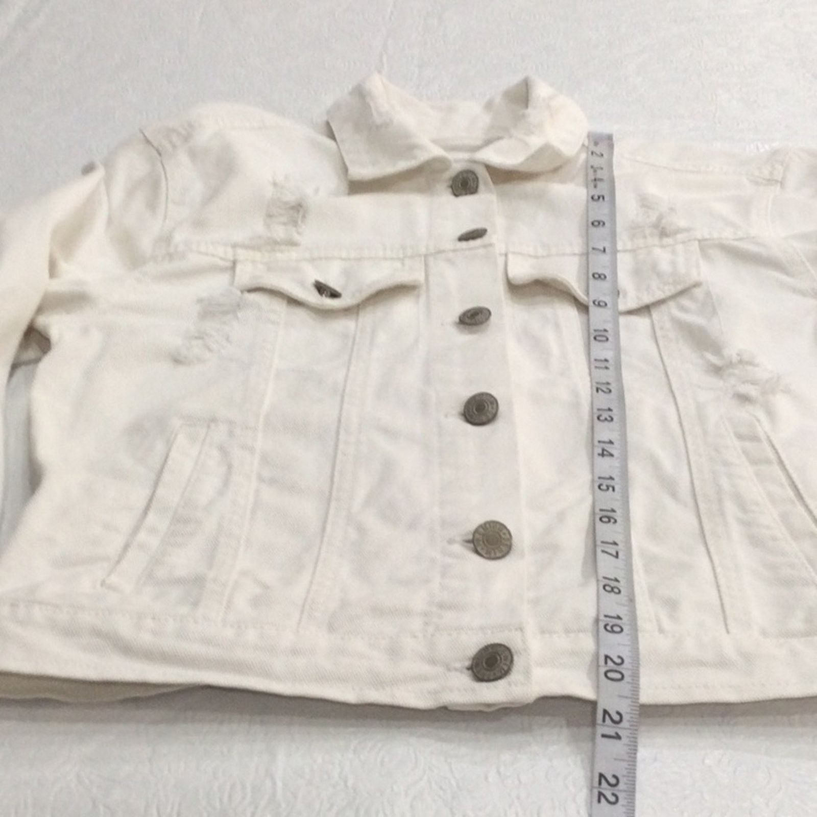Other Love Tree Denim White Distressed Jean Jacket Small Size S / US 4 / IT 40 - 15 Thumbnail