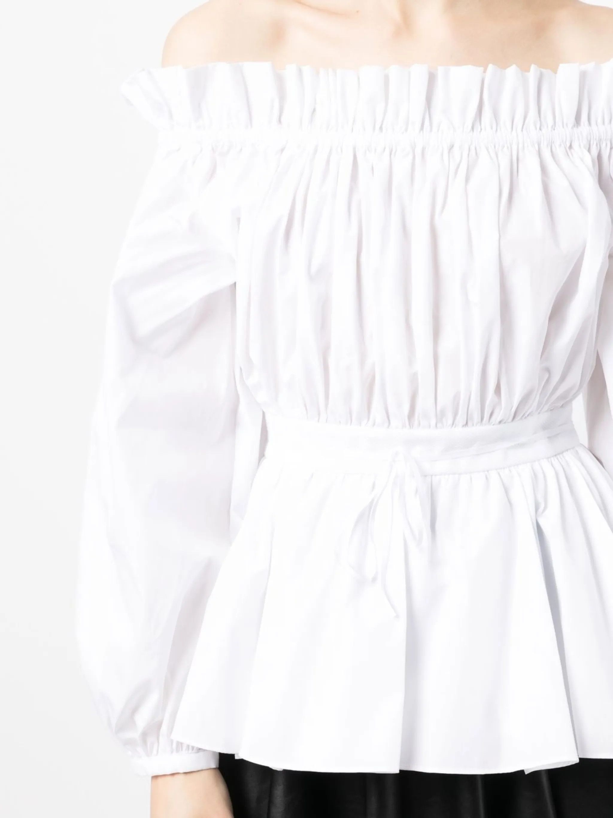 Alexander McQueen o1y0325 Off Shoulder Top in White Size M / US 6-8 / IT 42-44 - 5 Thumbnail