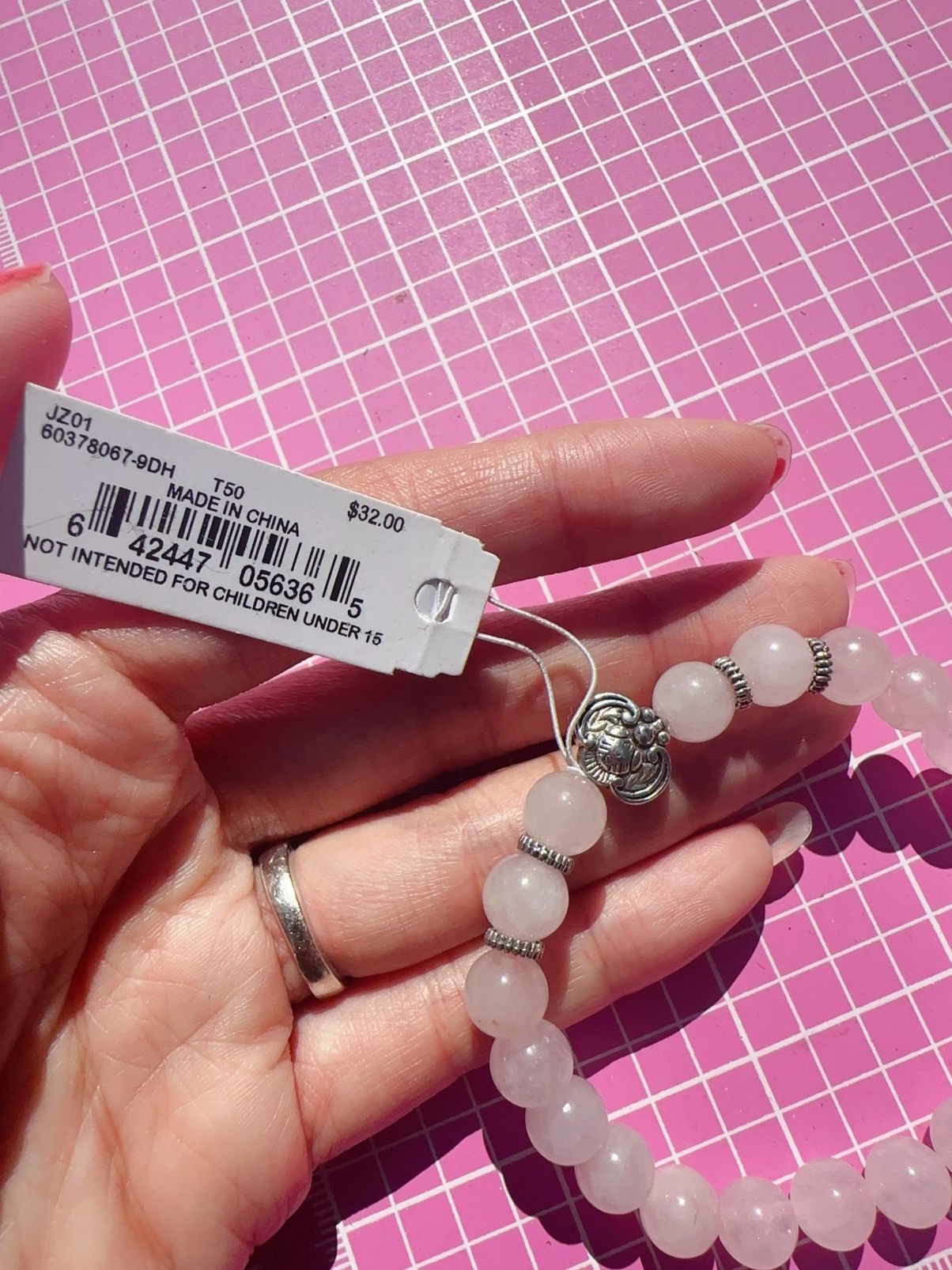 Anne Klein Anne Klein pink jade adjustable bracelet with silver lucky Size ONE SIZE - 4 Thumbnail