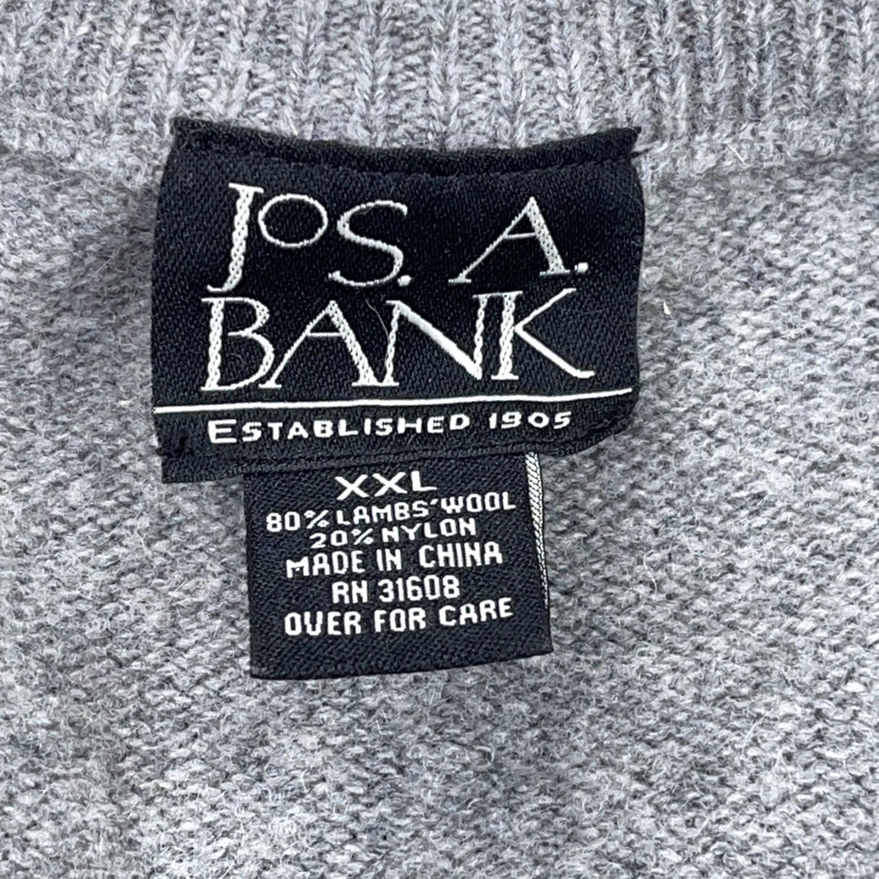 Jos. A. Bank Jos A Bank Sweater Men 2XL XXL Gray Lambs Wool V Neck Pullover Grandpa Diamond Size US XXL / EU 58 / 5 - 3 Thumbnail
