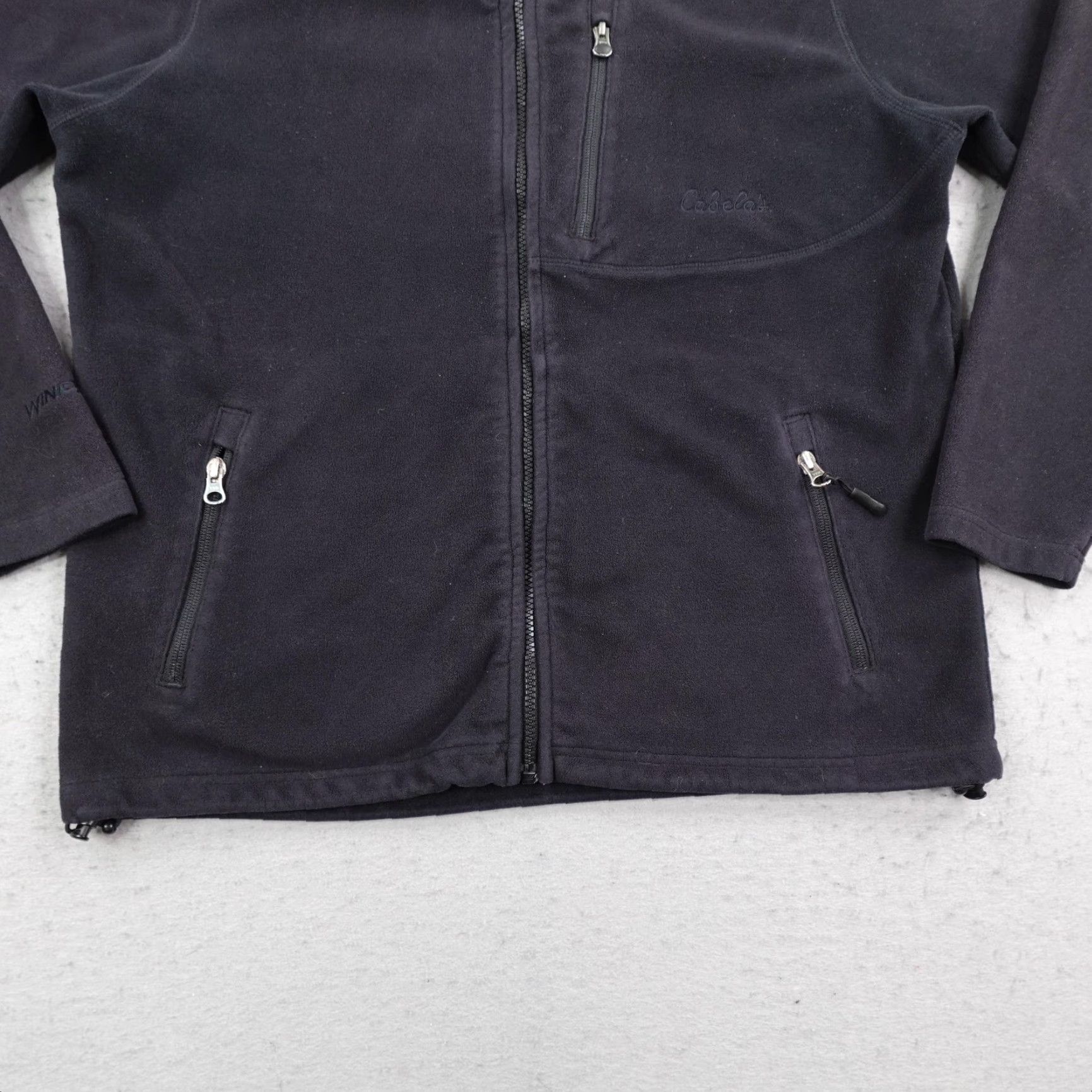 Vintage Cabela's WindShear Jacket Mens M Black Fleece Hooded Full Zip Outdoors Coat Windbreaker Regular Zip Sleeves Logo Embroidered Pockets Size US M / EU 48-50 / 2 - 4 Thumbnail