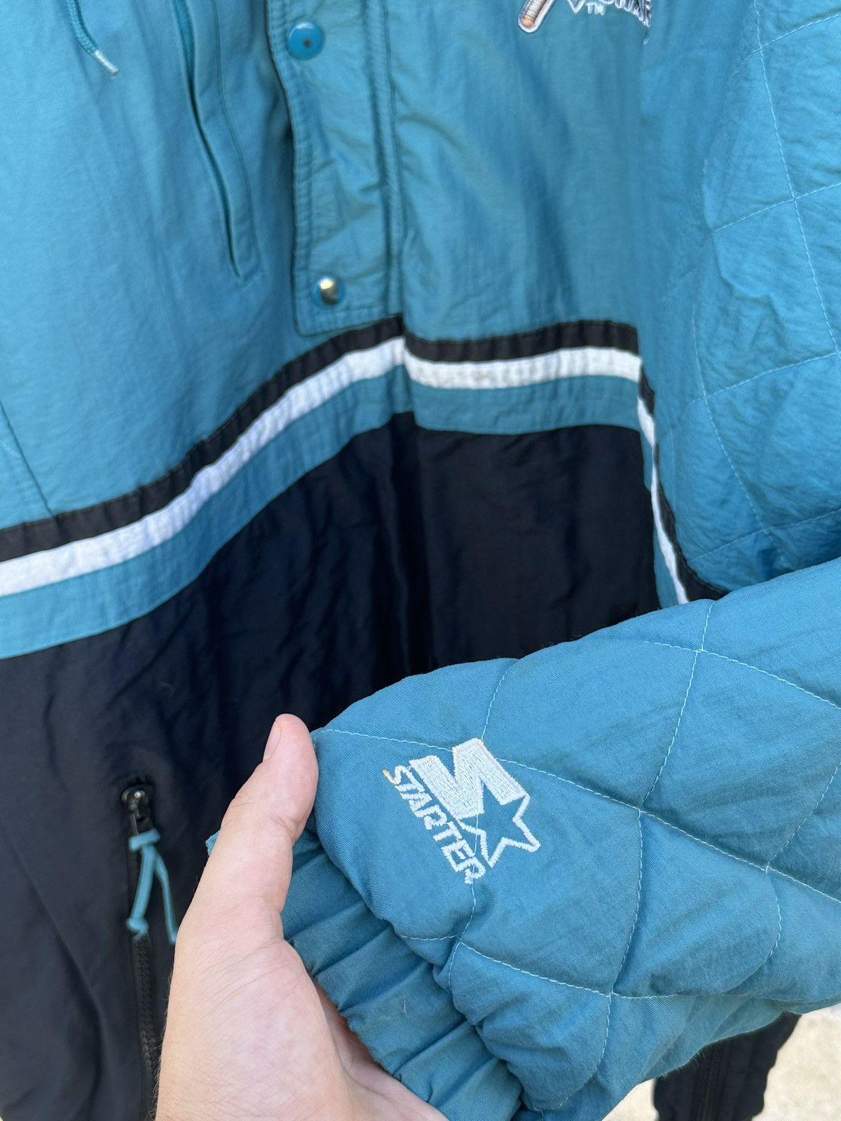 Starter SAN JOSE SHARKS JACKET NHL VINTAGE HOCKEY STARTER MENS Size US XL / EU 56 / 4 - 6 Thumbnail
