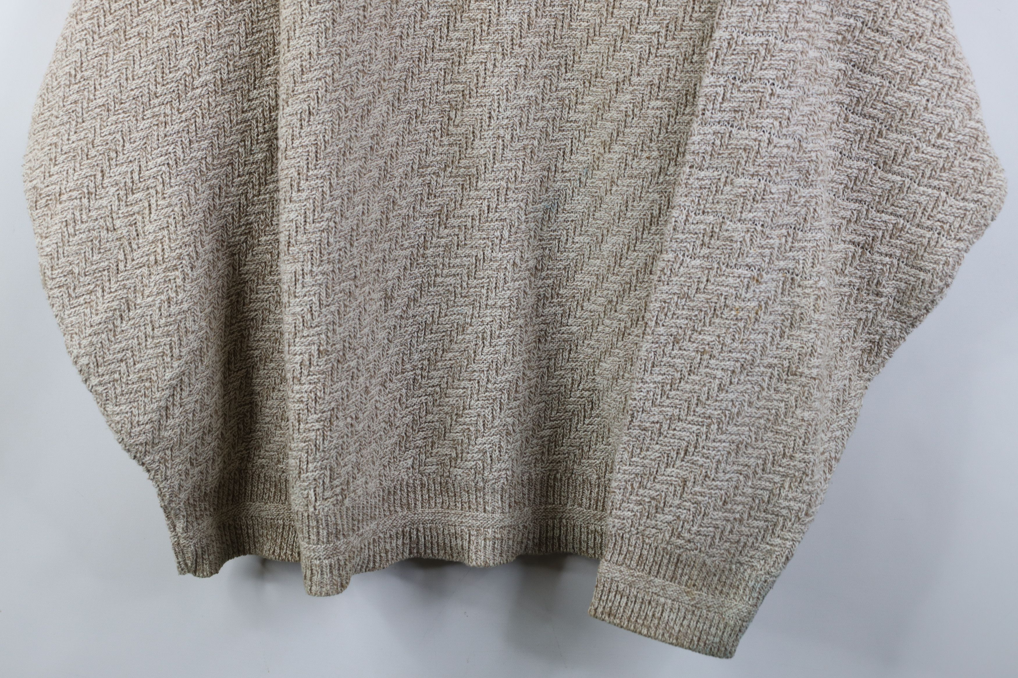 Vintage Vintage 90s Streetwear Framed Cotton Knit Sweater Beige USA Size US L / EU 52-54 / 3 - 3 Thumbnail