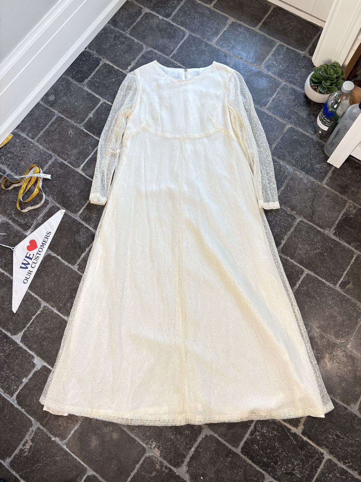 Vintage 1960s Lace Wedding Dress True Vintage Bridal Floor Length Size L / US 10 / IT 46 - 16 Thumbnail