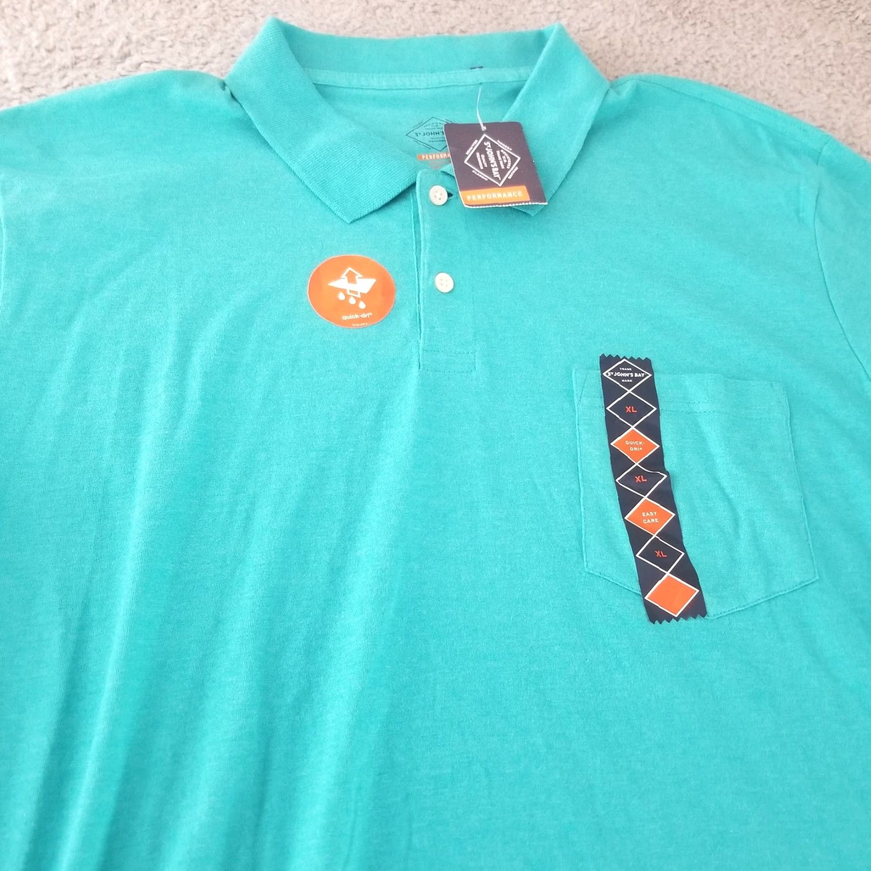 Vintage St Johns Bay Polo Shirt Mens XL Aqua Blue Performance Knit Casual Golf Rugby Shirt Size US XL / EU 56 / 4 - 2 Thumbnail