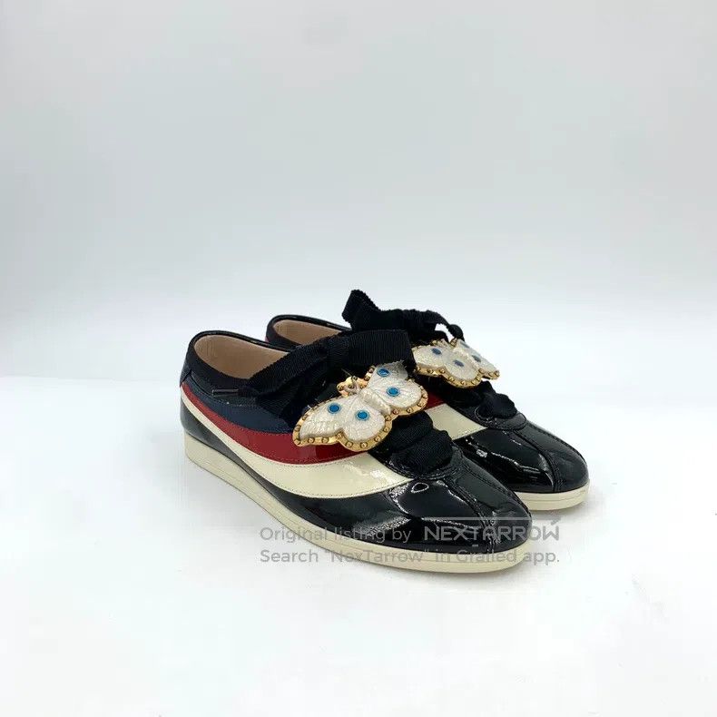 Gucci Gucci Black bow decoration shiny patent leather striped ca Size US 12 / IT 42 - 2 Thumbnail