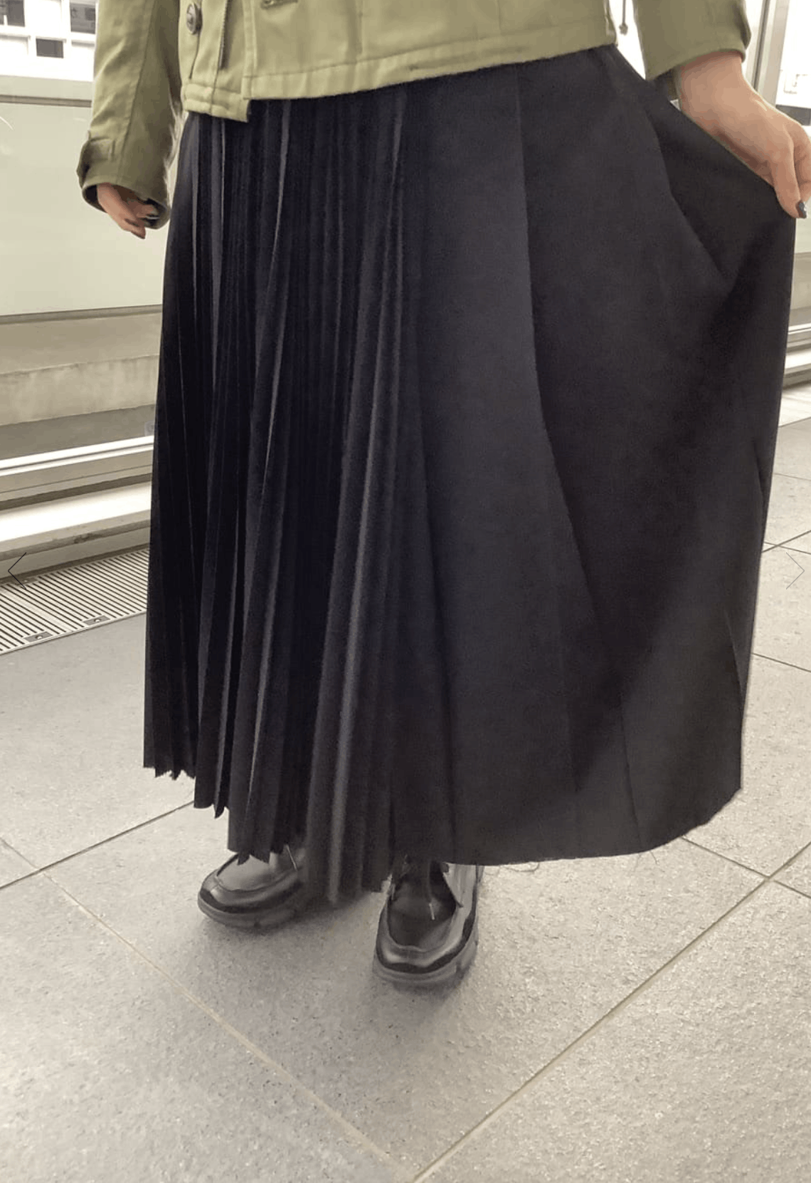 Yohji Yamamoto Y's Yohji Yamamoto - WOOL / de CHINE PLEATS COMBI WRAP SKIRT Size 23" - 5 Thumbnail