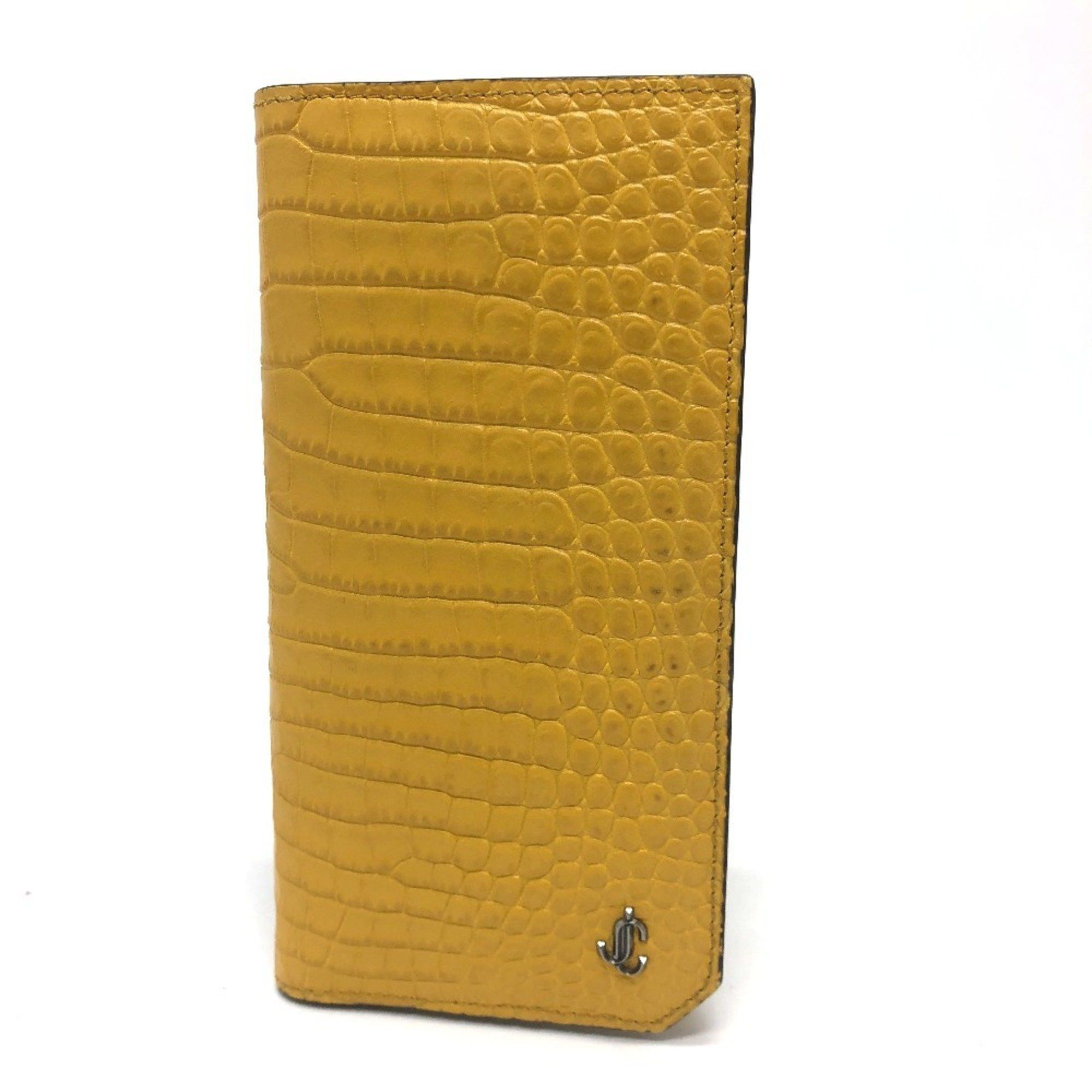 Jimmy Choo JIMMY CHOO Flap Logo Embossed Wallet, Long Bifold Leather, Women's, Yellow Size ONE SIZE - 1 Thumbnail
