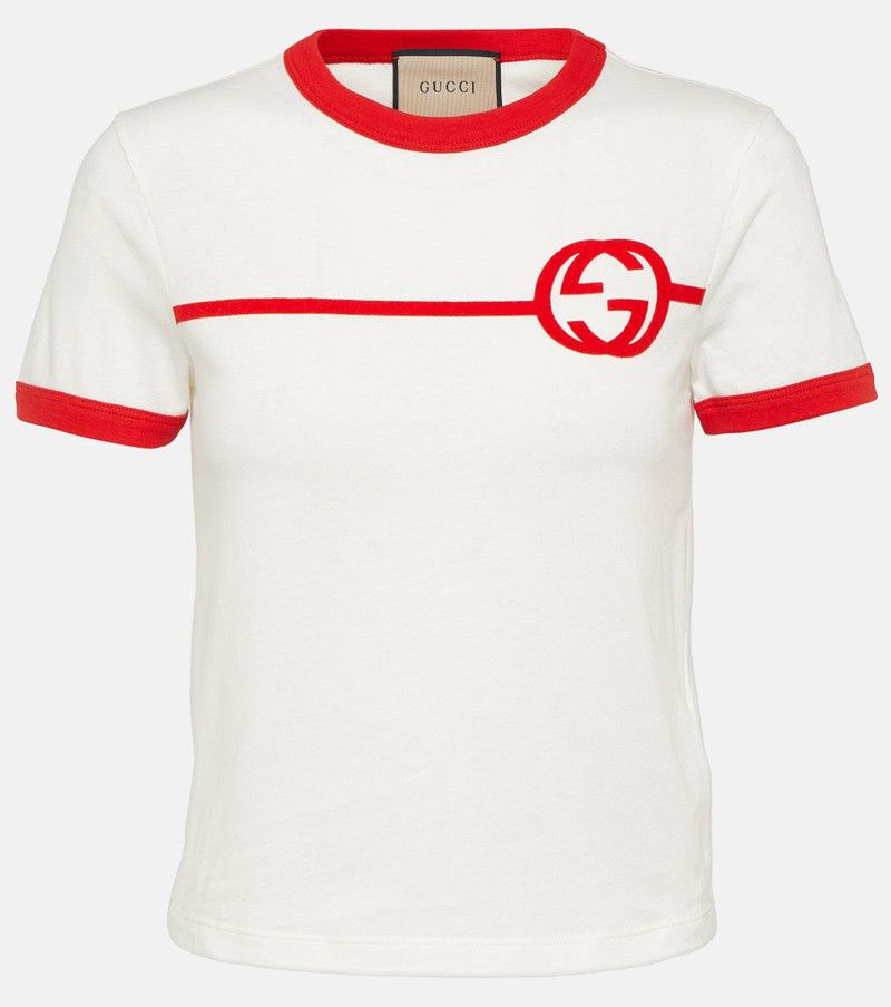 Gucci o1la5ras0526 Cotton Jersey Printed T-Shirt in White/Red Size XS / US 0-2 / IT 36-38 - 1 Thumbnail