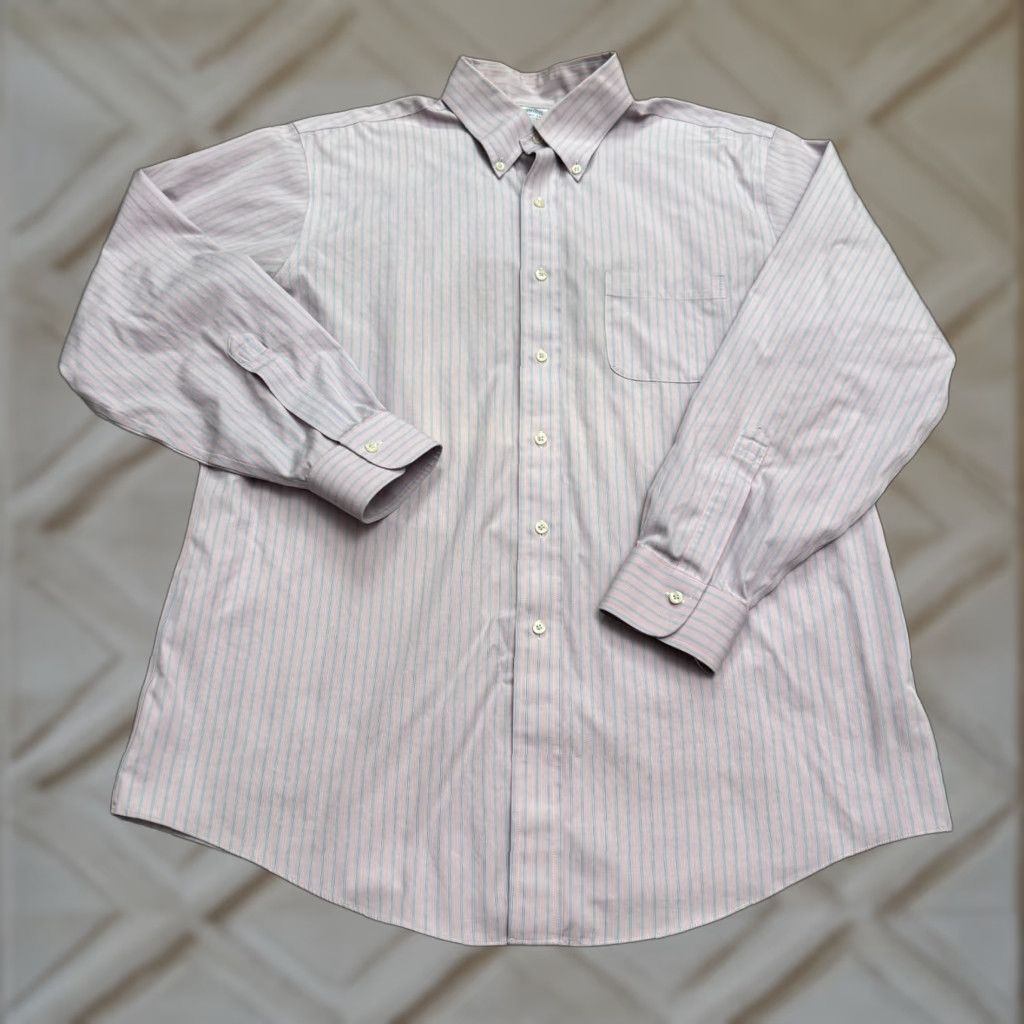 Brooks Brothers VINTAGE Brooks Brothers Dress Shirt Men 16.5 34 Pink Striped Cotton Blend Classic Shirt Size 46R - 1 Thumbnail