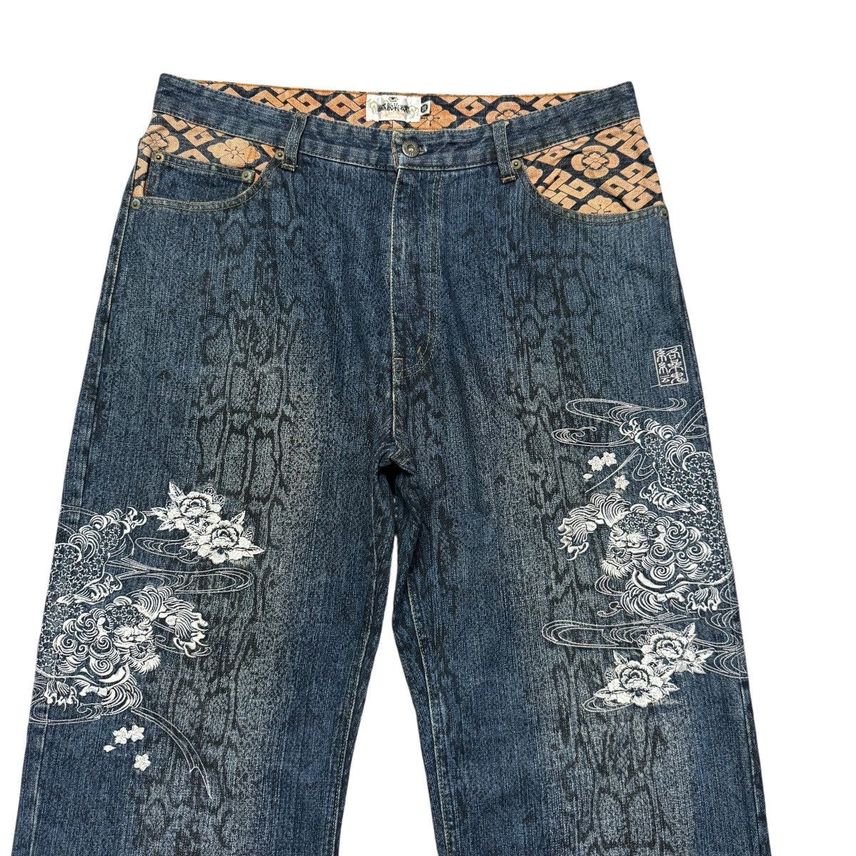 Karakuri Tamashii Vintage Karakuri Tamashii Denim Embroidery Dragon Snake Skin Size US 36 / EU 52 - 3 Thumbnail