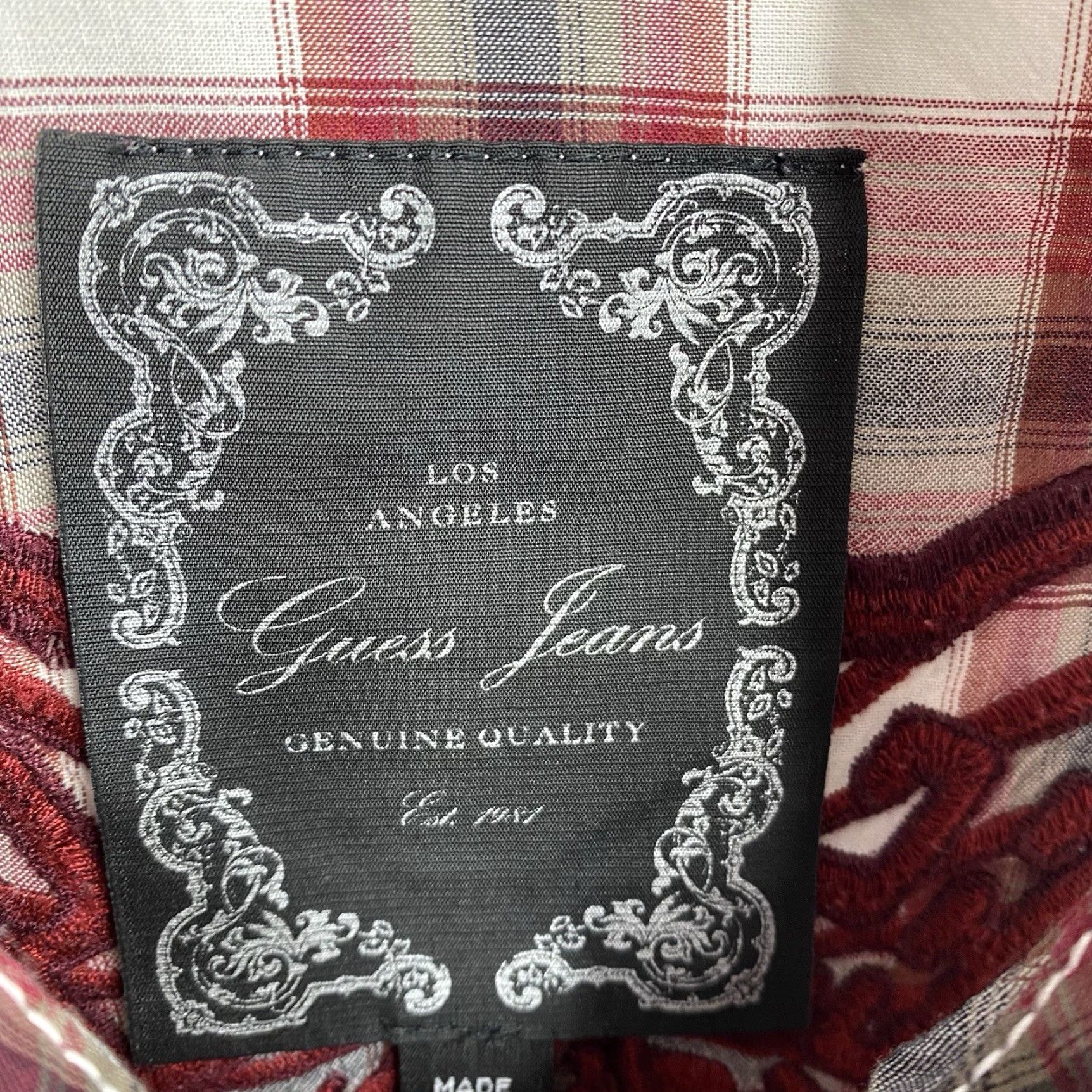 Guess VINTAGE Guess Jeans Shirt Women L Red Plaid Western Embroidered Cowboy Snap Button-Up 9? Size L / US 10 / IT 46 - 4 Thumbnail