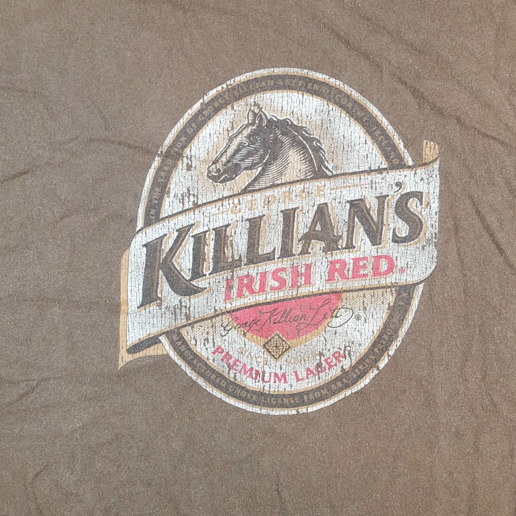 George VINTAGE George Killians Irish Red Beer Amber Lager Men's Size XL Retro Alcohol T Shirt Shirt XL Brown Cotton Embroidered Logo 90s 00s Vintage Mens Size US XL / EU 56 / 4 - 3 Thumbnail