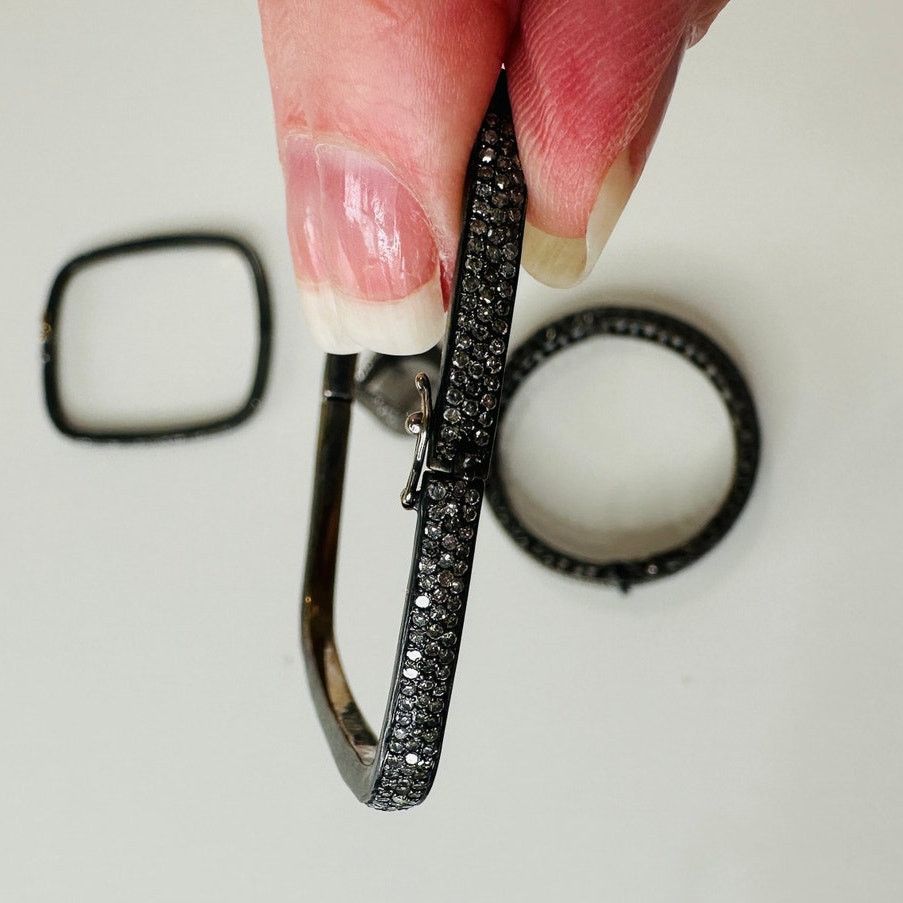 Other Gunmetal Rhinestone Bangle & Square Bracelets Matching Ring Size ONE SIZE - 7 Thumbnail