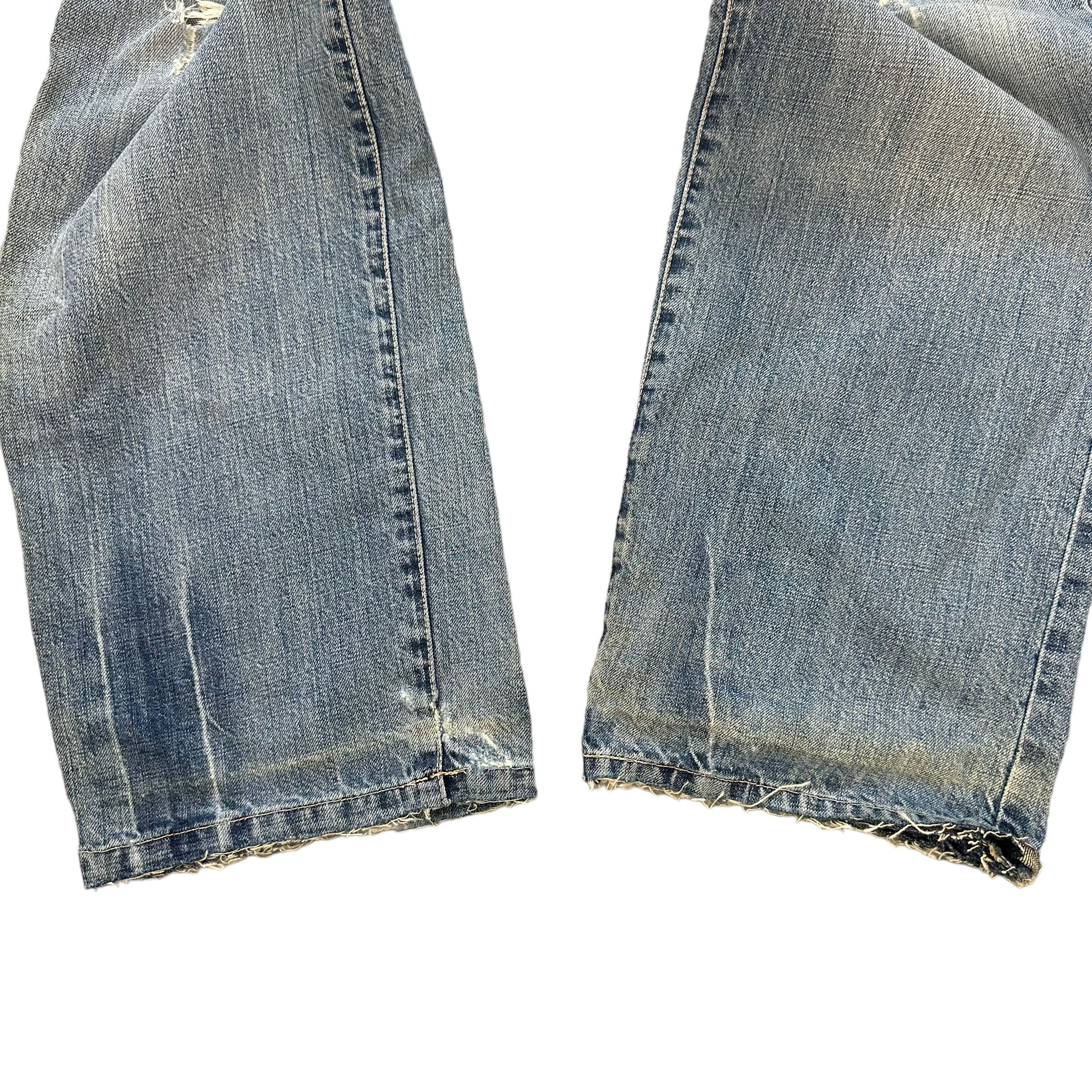 Issey Miyake TRASHED🔥 TETE HOMME LIGHT WASH STUDDED DENIM PANT #7798-176 Size US 31 - 7 Thumbnail