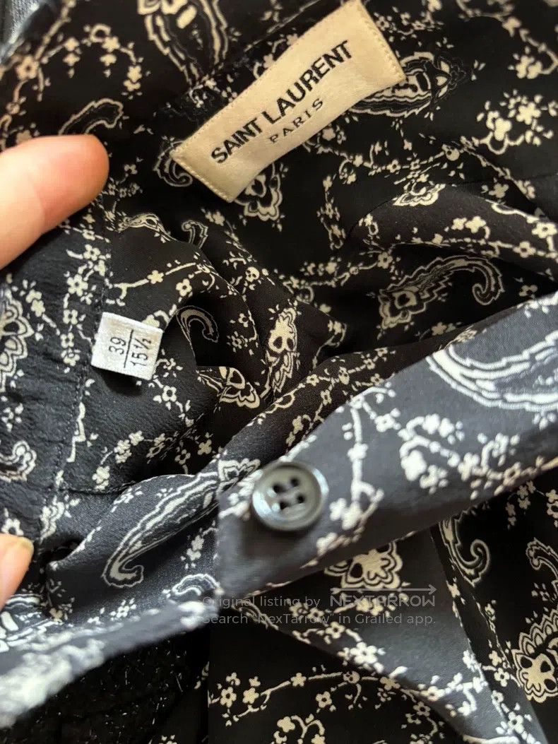 Saint Laurent Paris Saint Laurent Paris size 39 Mulberry Silk Cashew Flower Sh Size US M / EU 48-50 / 2 - 5 Thumbnail