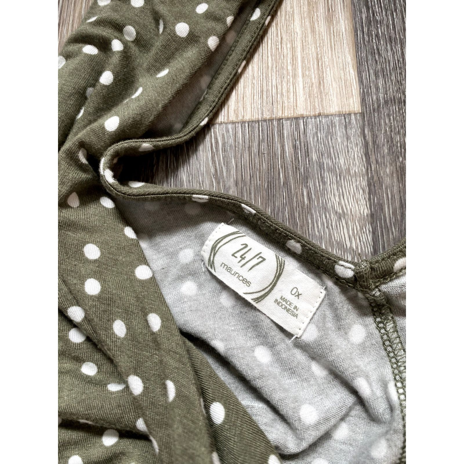 Other Maurices Polka Dot Green Midi Dress 0X Soft A-line Fit Flare Size XXL / US 16-18 / IT 52-54 - 2 Thumbnail