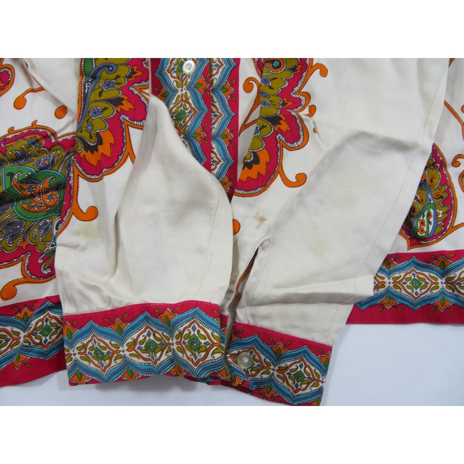Other Paisley Screen Printed Blouse Shirt Beige Sz 36 60s/70s Size M / US 6-8 / IT 42-44 - 4 Thumbnail