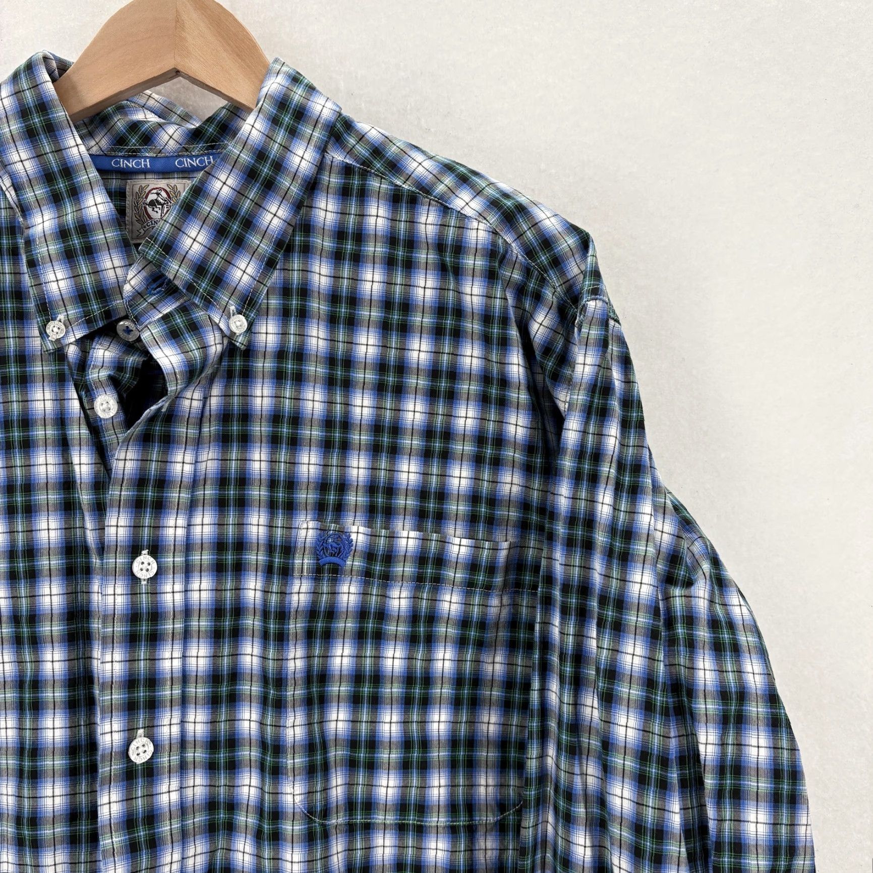 Vintage Cinch Shirt Mens Large Blue Plaid Button-Down Western Long Sleeve Cowboy Shirt Size US L / EU 52-54 / 3 - 2 Thumbnail
