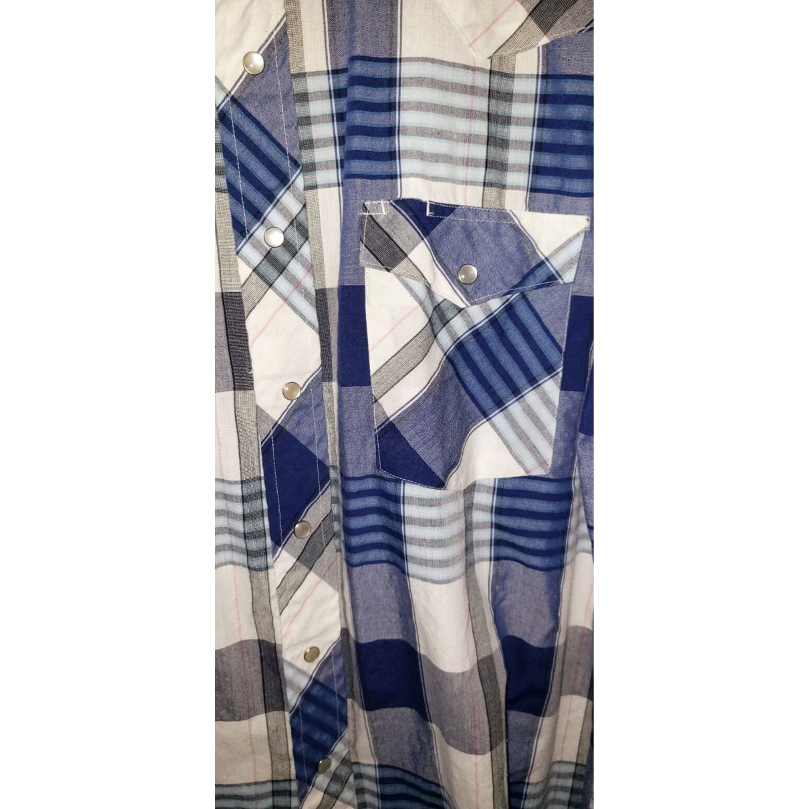 Lee Lee Pearl Snap Button Long Sleeve Shirt Men's XL Blue White Plaid Denim Size US XL / EU 56 / 4 - 5 Thumbnail