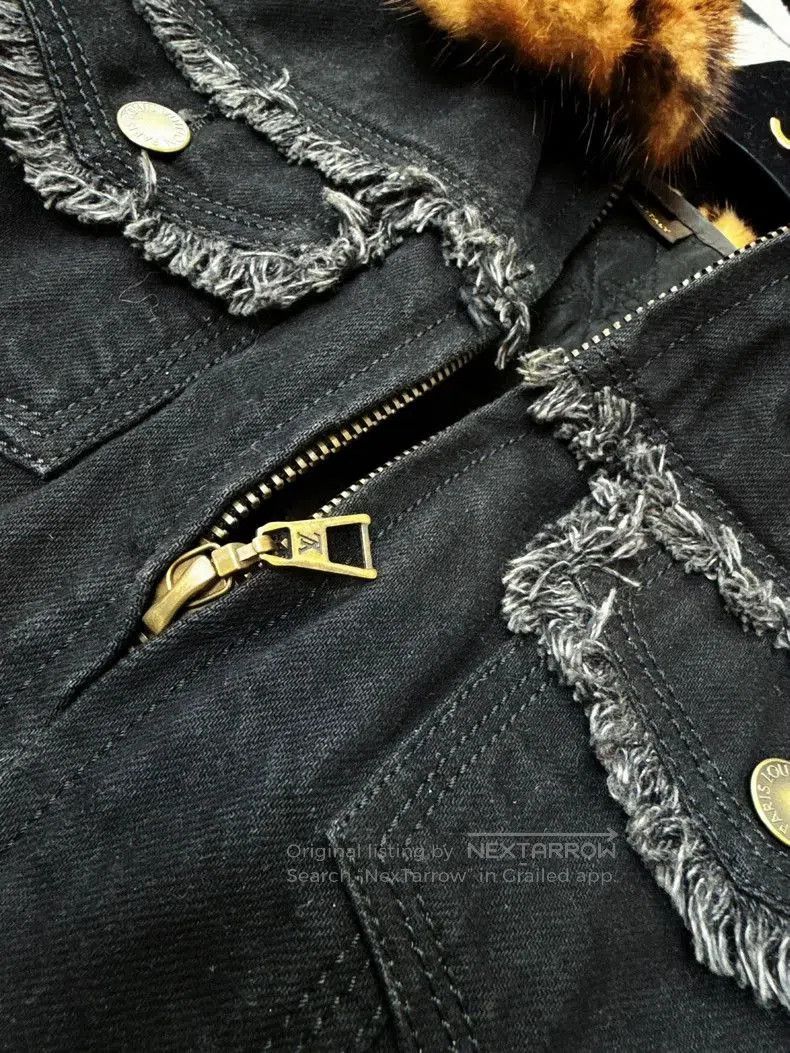 Louis Vuitton LV Leopard Print Denim Jacket with Fur Collar. Size XS / US 0-2 / IT 36-38 - 5 Thumbnail