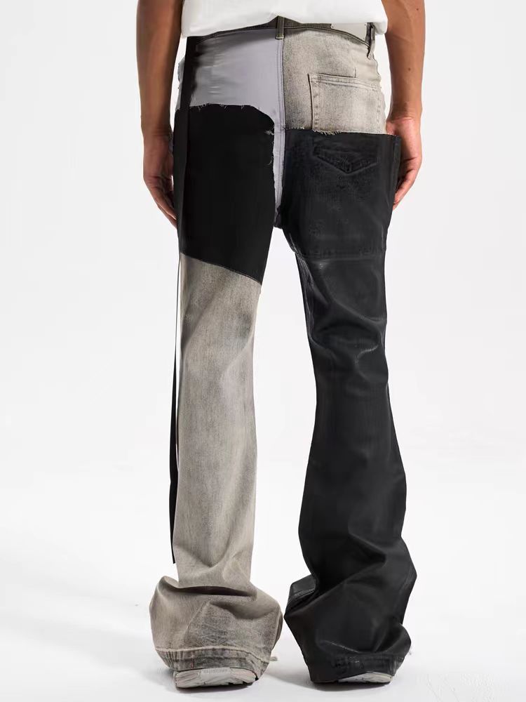 Other High street patchwork contrast coated waxed bootcut jeans Size US 33 - 2 Thumbnail
