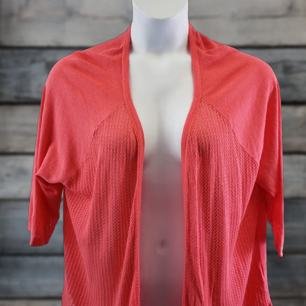 Vintage Maurices Womens Cardigan Pink Open Front Cotton Blend Half Sleeves 2X Size XXL / US 16-18 / IT 52-54 - 1 Thumbnail