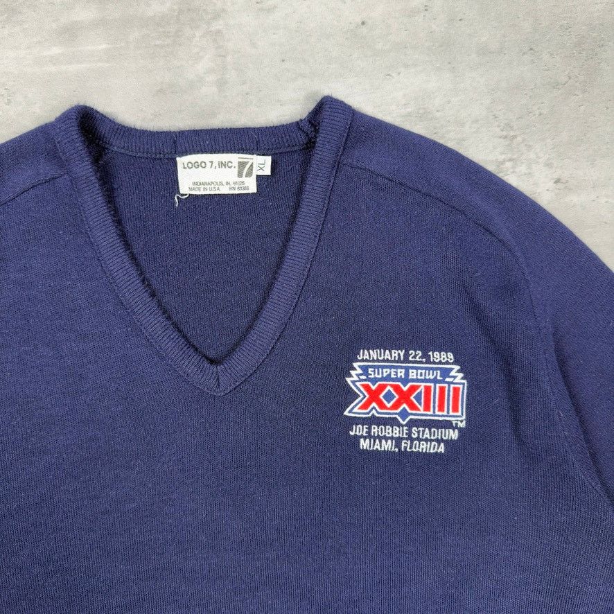 Logo 7 × NFL × Vintage Vintage Logo 7 Super Bowl XXIII 1989 V Neck Sweater Size US L / EU 52-54 / 3 - 2 Thumbnail