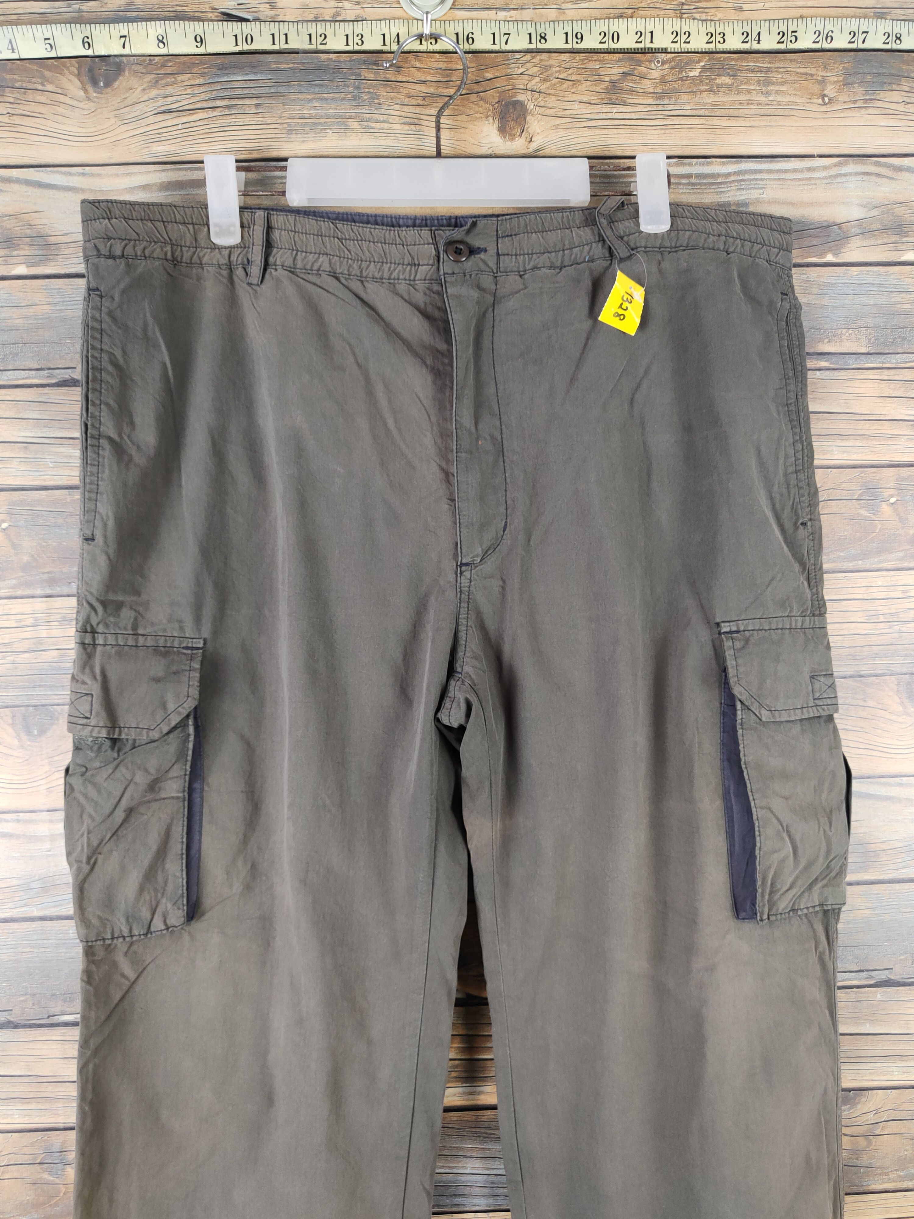 Japanese Brand DL Japanese Brand Olive Faded Multipocket Cargo Pants #1328 Size US 33 - 2 Thumbnail