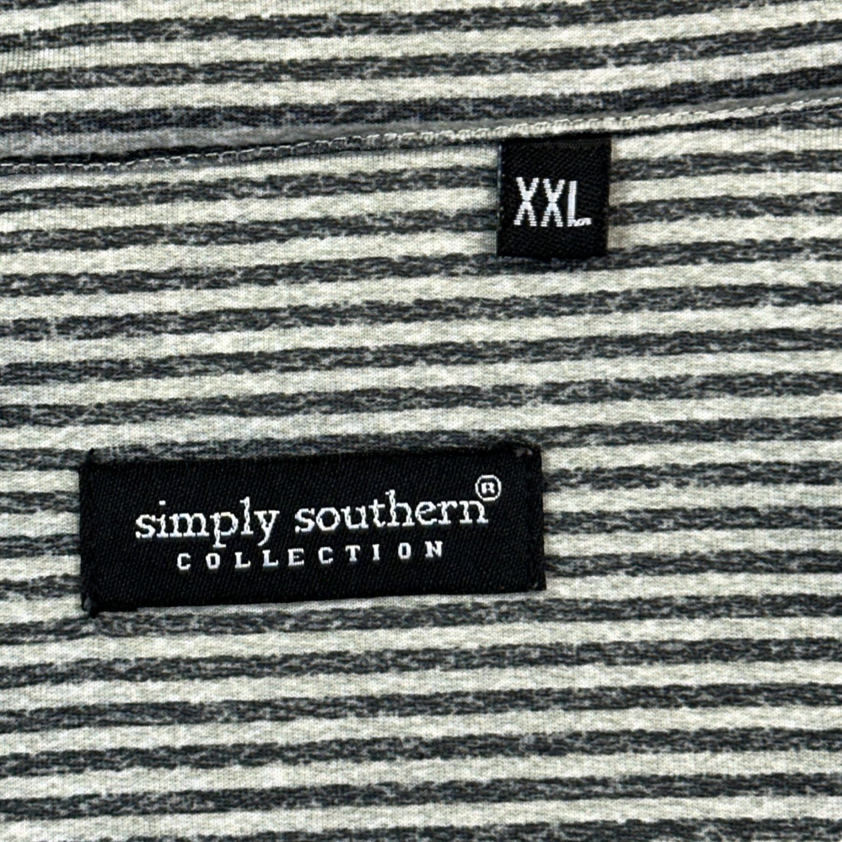 Vintage Simply Southern Collection Pullover Mens 2XL Stripe Performance 1/4 Zip Golf Shirt Men Gray Striped 1/4 Zip Size US XXL / EU 58 / 5 - 7 Thumbnail