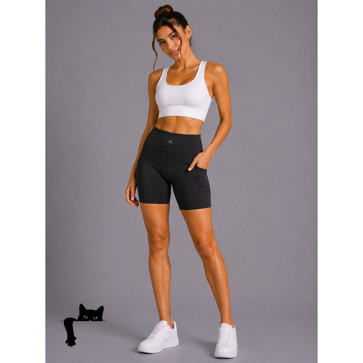 Other Danskin Black Bike Shorts Side Pocket High Rise Contour Seam Size 26" / US 2 / IT 38 - 2 Thumbnail