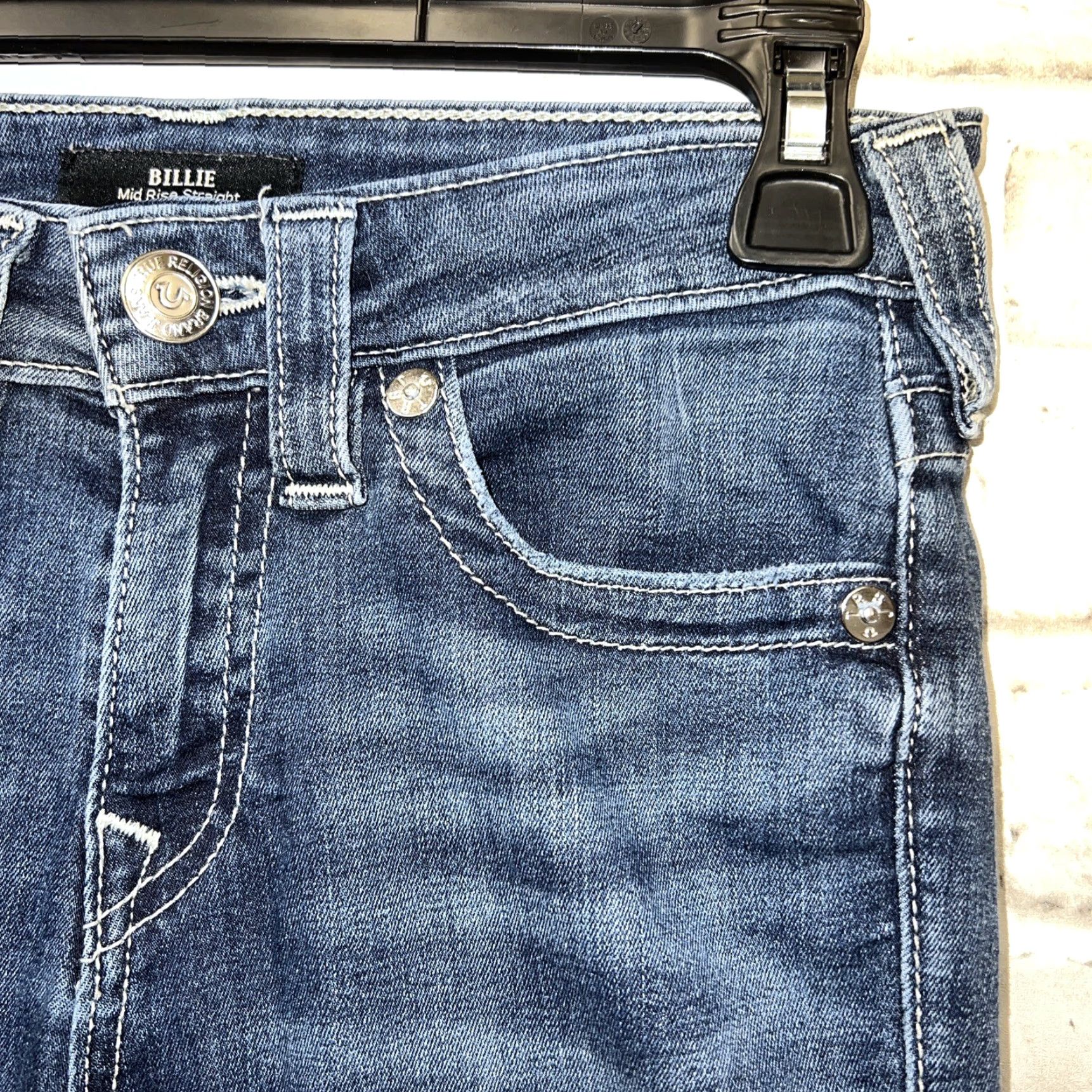True Religion True Religion Billie Mid Rise Straight Jeans Womens 26 x33 Blue Size 26" / US 2 / IT 38 - 2 Thumbnail