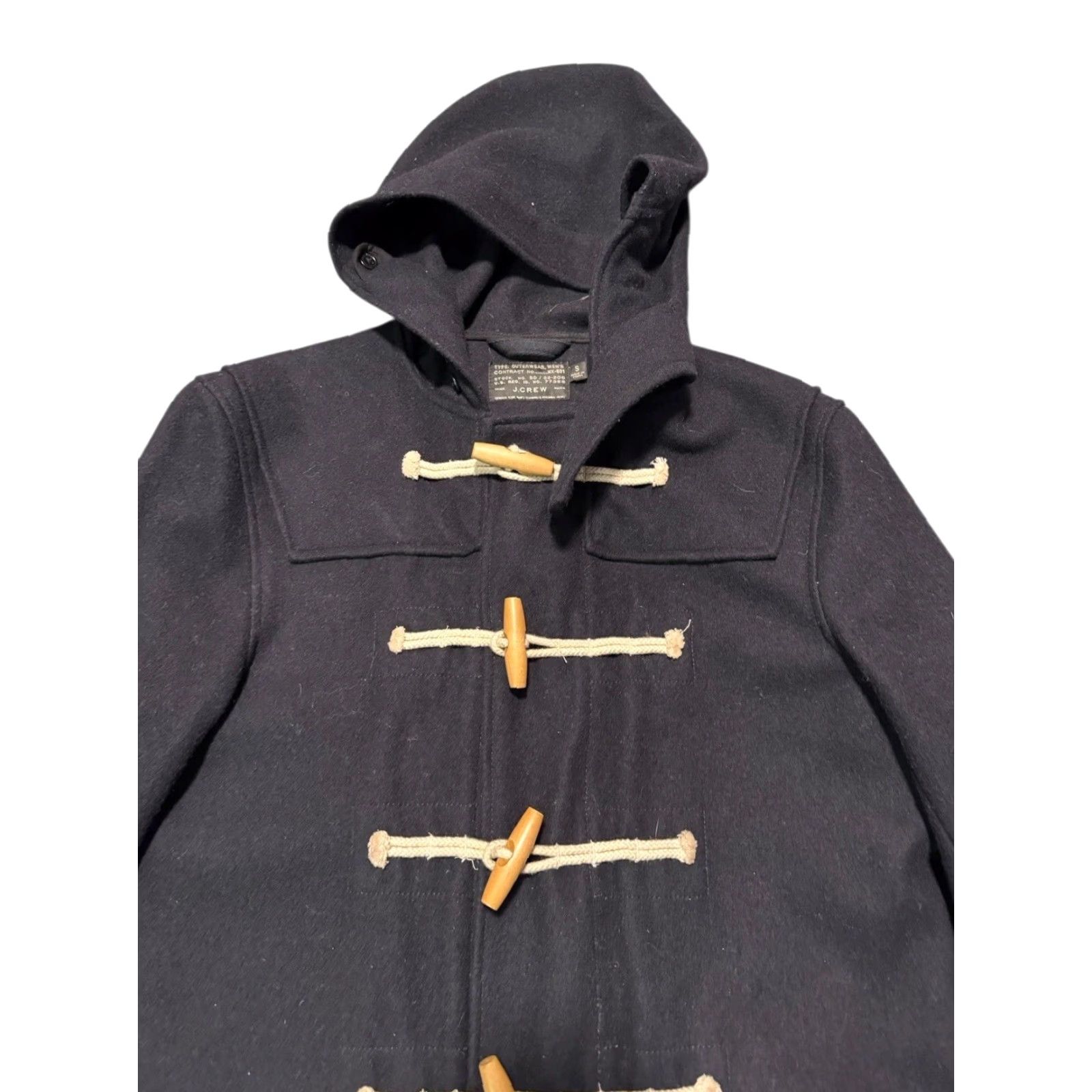 J.Crew J.Crew NX-631 Heritage Hooded Black Wool Toggle Duffle Coat Jacket Men's Small Size US S / EU 44-46 / 1 - 2 Thumbnail