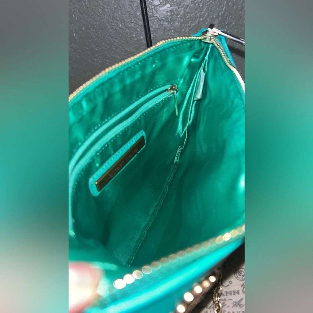 Other Teal blue crossbody purse with gold accents #boho #festival Size ONE SIZE - 5 Thumbnail