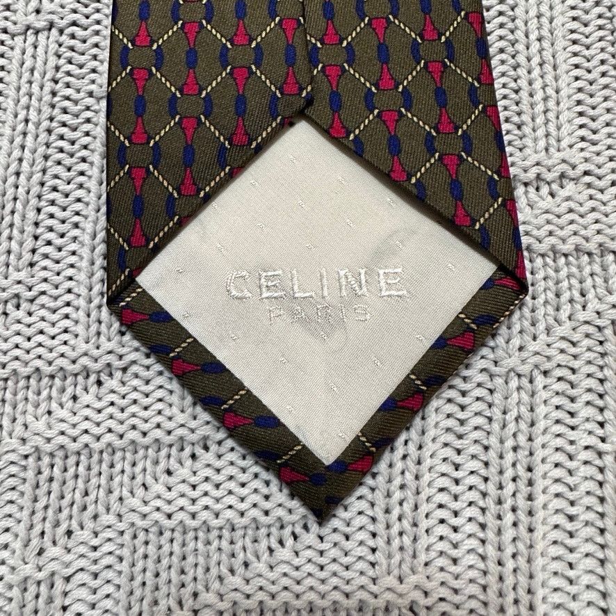 Celine Celine brown equestrian bit motif silk tie Size ONE SIZE - 4 Thumbnail