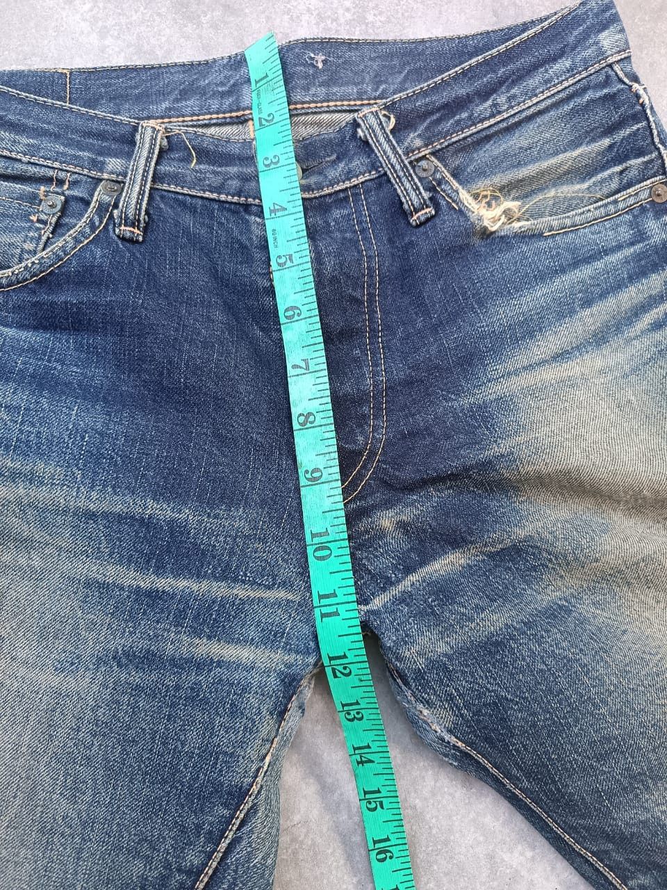 Japanese Brand Burgus plus nice distressed slevege jeans made in Japan Size US 29 - 14 Thumbnail