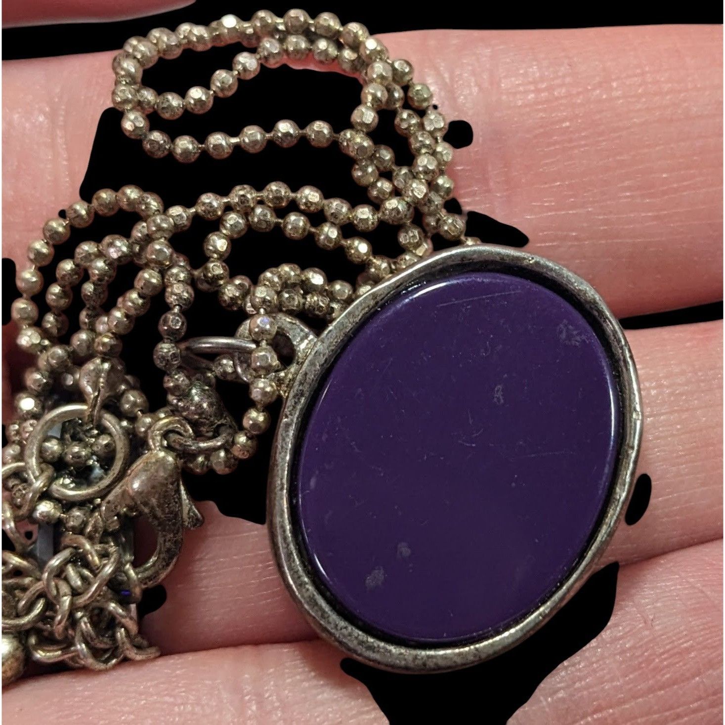 Other Metallic Purple Silver And Gold Tone Tiger Face Pendant Neck Size ONE SIZE - 9 Thumbnail