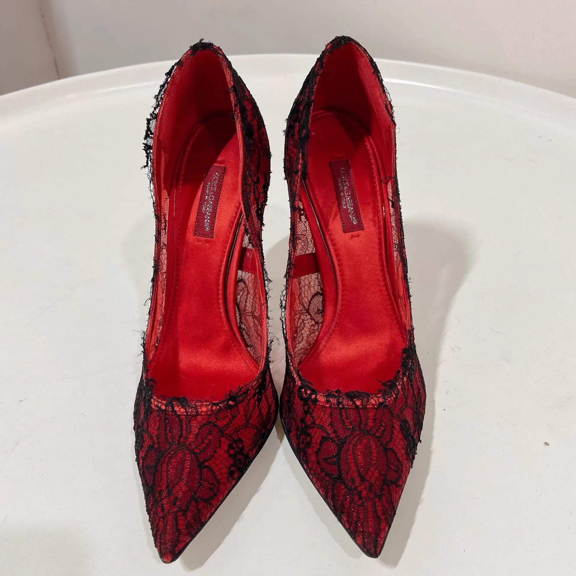 Dolce & Gabbana Dolce&Gabbana red lace high heels size 37 Size US 6.5 / IT 36.5 - 3 Thumbnail