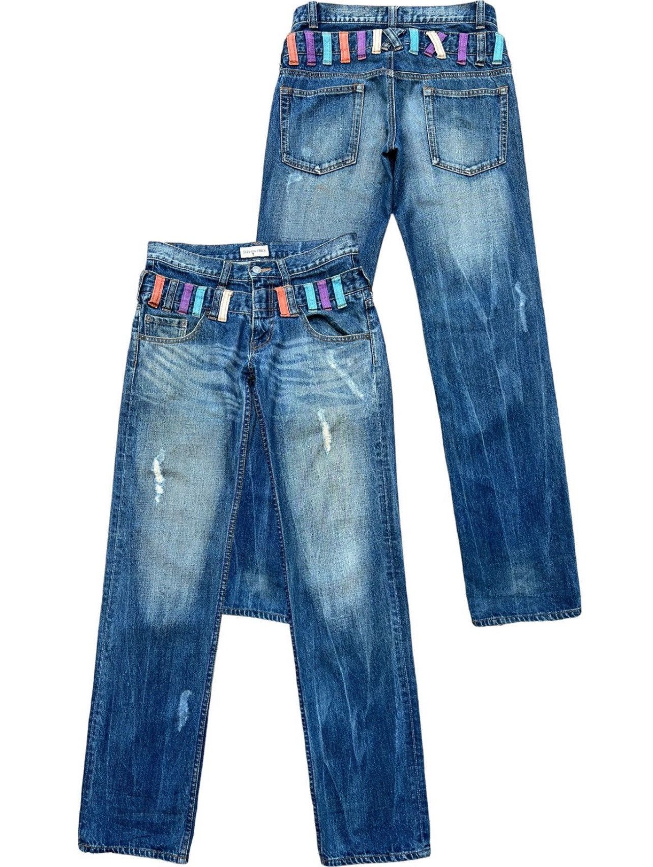 Truck Double Waist Distressed Thunder Denim Jeans 31x33.5