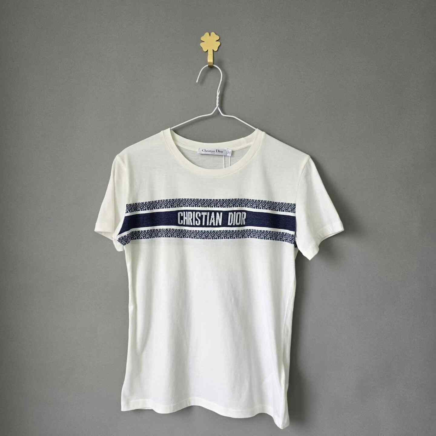Dior Dior White Stripe Slogan T-Shirt Size XS / US 0-2 / IT 36-38 - 1 Thumbnail