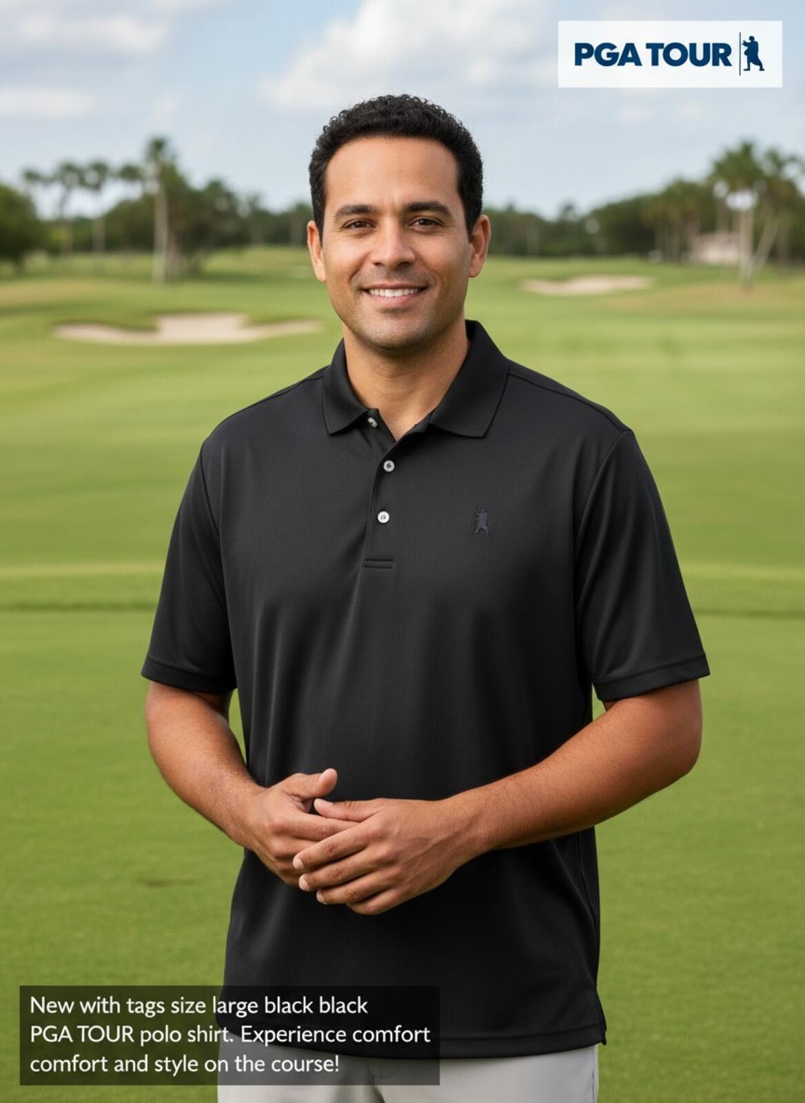 PGA Tour PGA TOUR Black Polo Shirt Size Large New with Tags Size US L / EU 52-54 / 3 - 2 Thumbnail