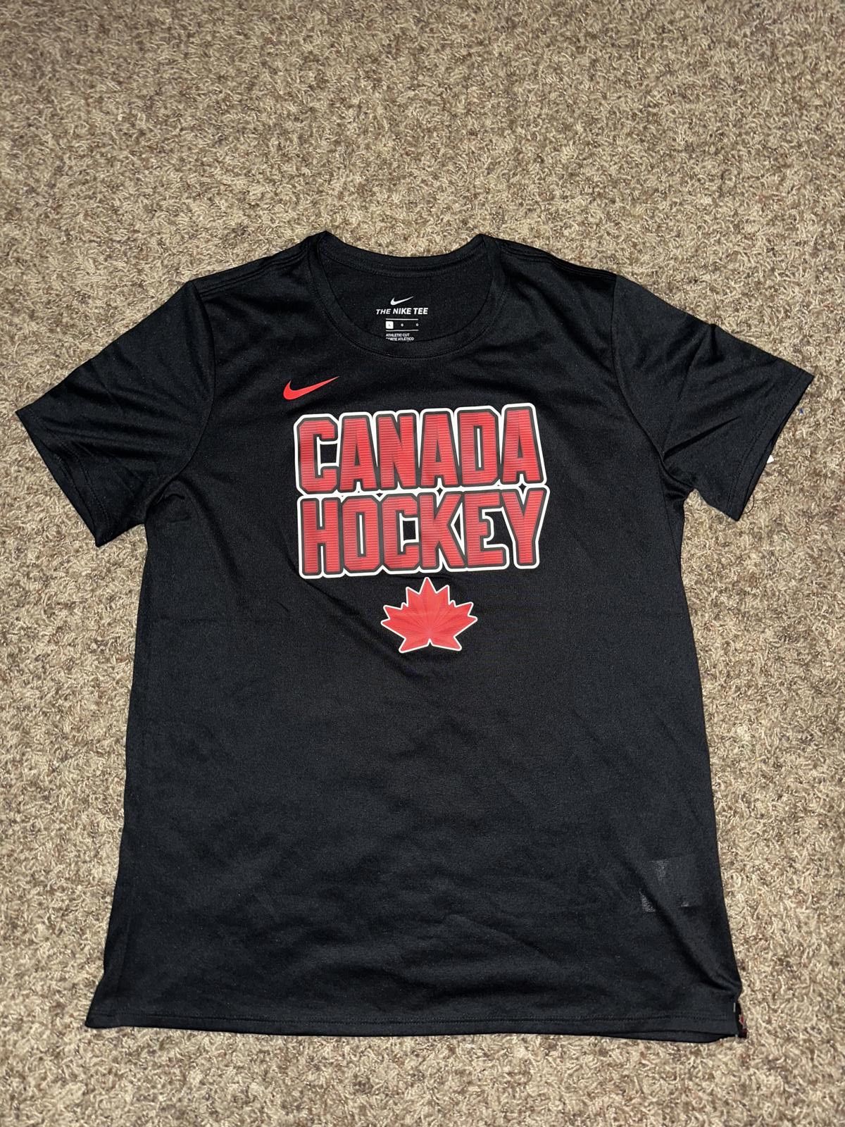 Nike Nike Womens Team Canada Hockey Short Sleeve Black T-Shirt Size L / US 10 / IT 46 - 1 Thumbnail