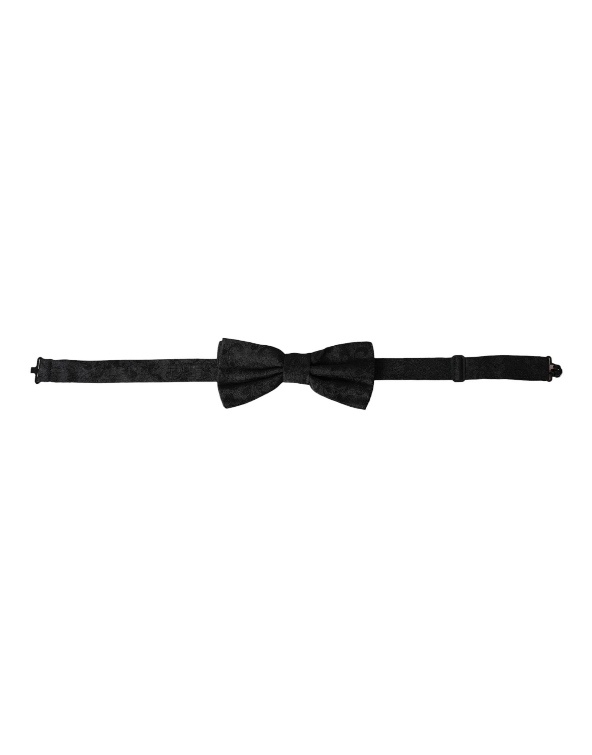 Dolce & Gabbana Black Silk Floral Adjustable Neck Men Bow Men's Tie Size ONE SIZE - 1 Thumbnail