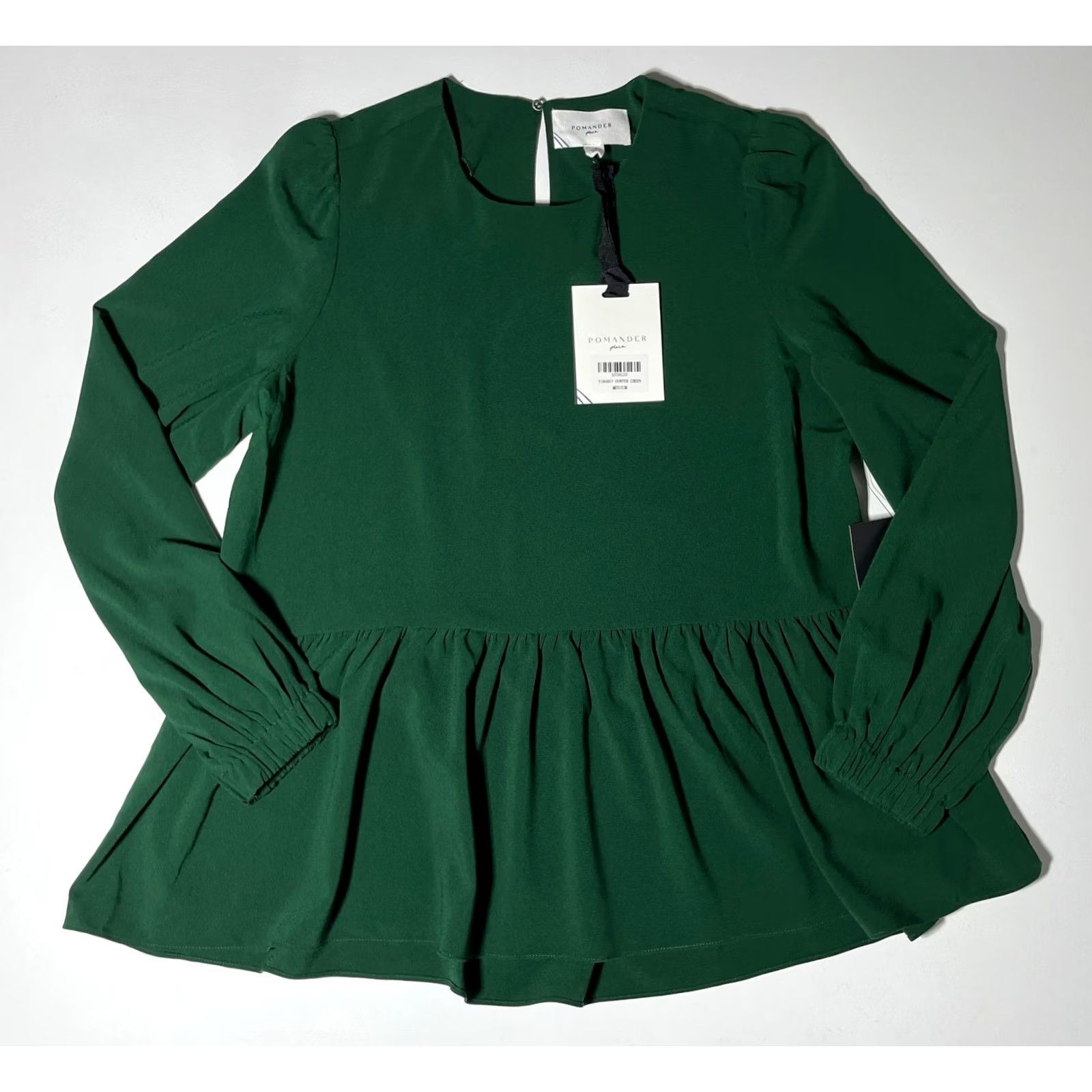 Vintage NWT Tuckernuck Pomander Place Carlota Peplum Blouse Hunter Green Sz M Blouse WomensXS? Size M / US 6-8 / IT 42-44 - 6 Thumbnail