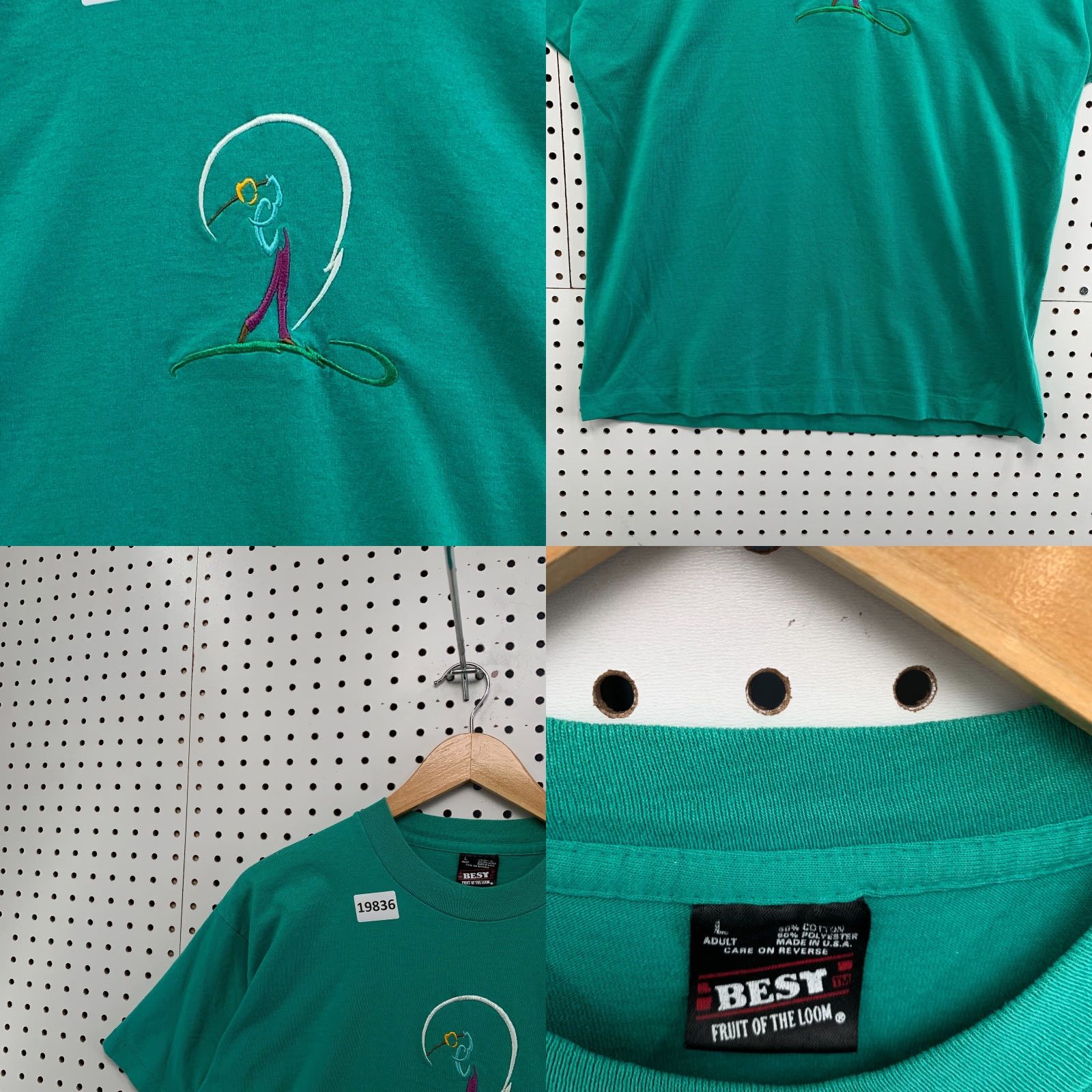 Fruit Of The Loom VINTAGE Golf Swing Shirt Mens L Green Embroidered 90s Cotton T-Shirt dreams in motion Size US L / EU 52-54 / 3 - 8 Thumbnail