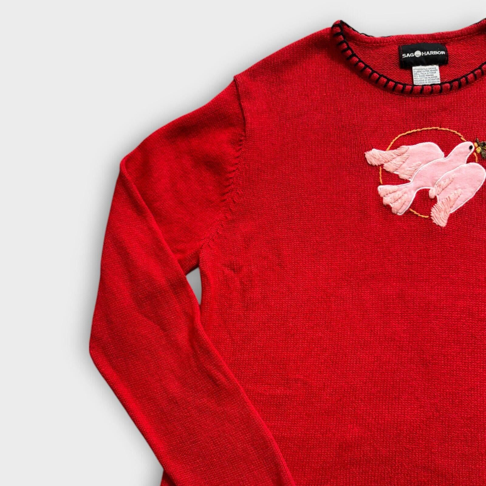 Other Vintage 90s Christmas Pullover Pink Dove Knit Sweater Size XL / US 12-14 / IT 48-50 - 5 Thumbnail